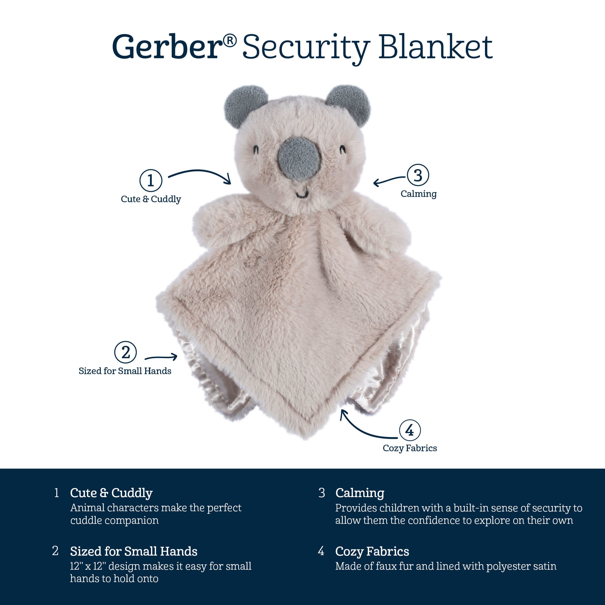 Embroidered Baby Neutral Koala Bear Security Blanket - Image 9