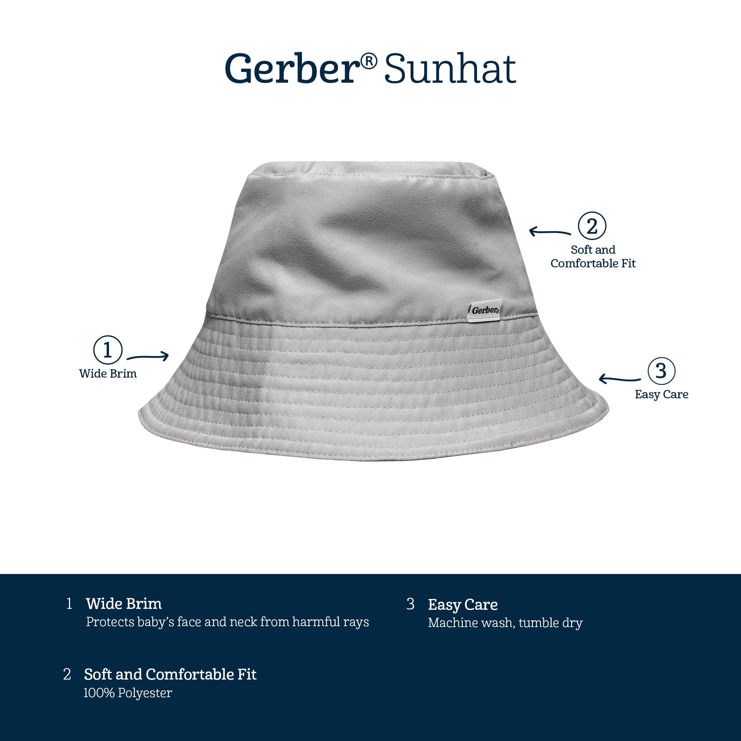 Toddler Neutral UPF 50+ Navy Sun Hat - Image 4
