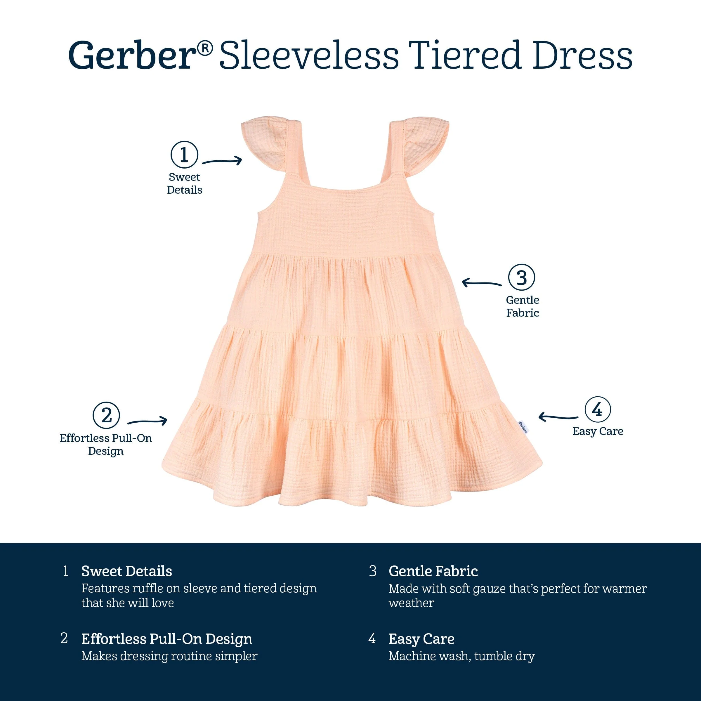 Toddler Girls Blush Tiered Cotton Gauze Dress - Image 6