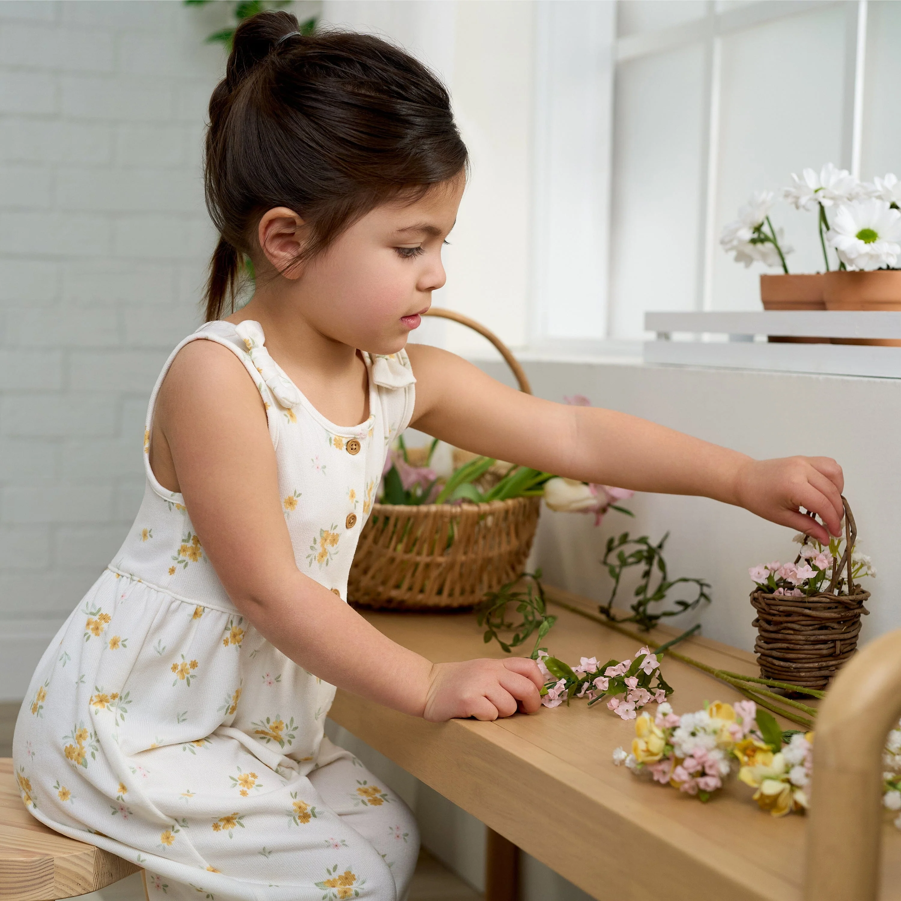 Toddler Girls Bouquets Hacci Romper - Image 3