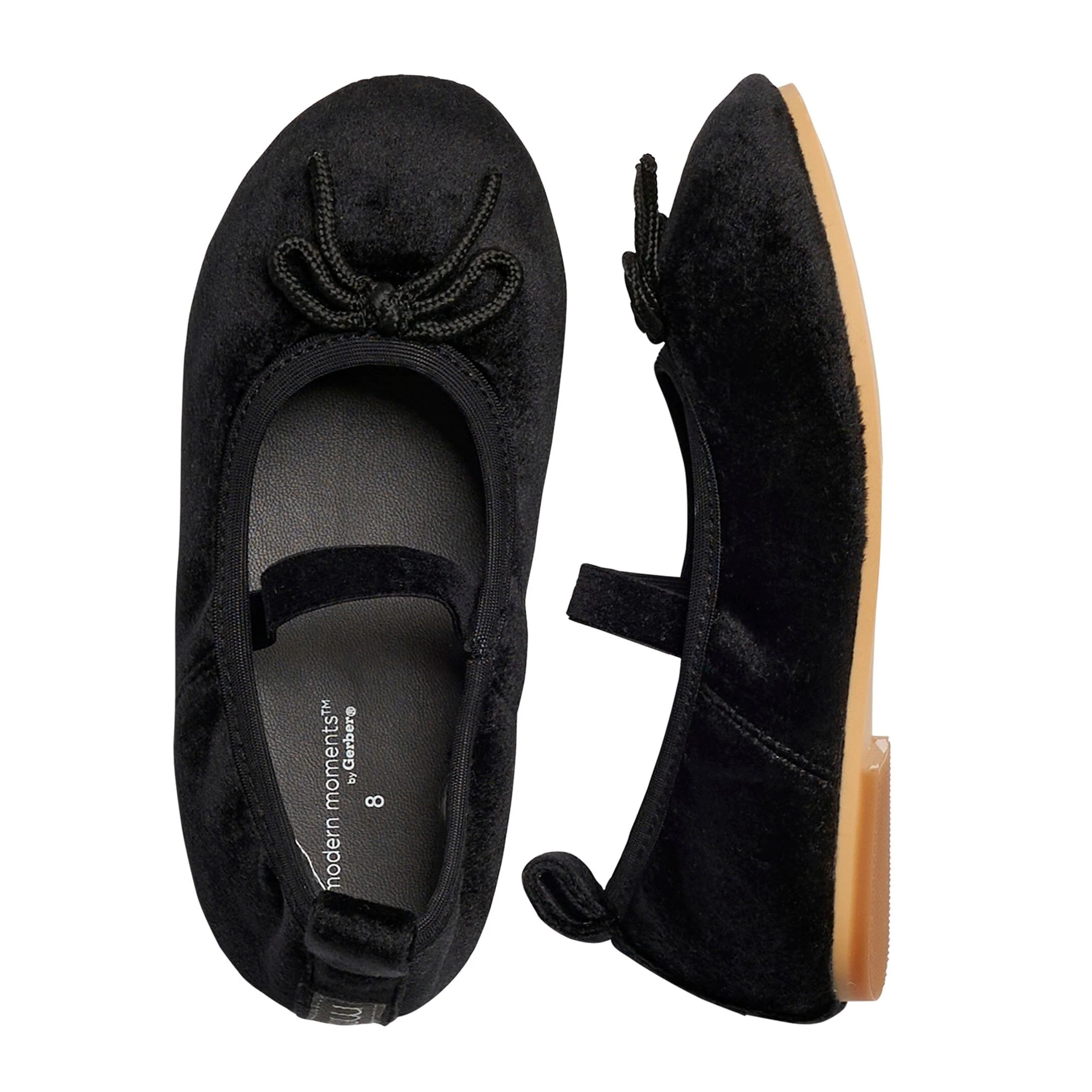 Infant & Toddler Girls Grey Velvet Ballet Flats - Image 3