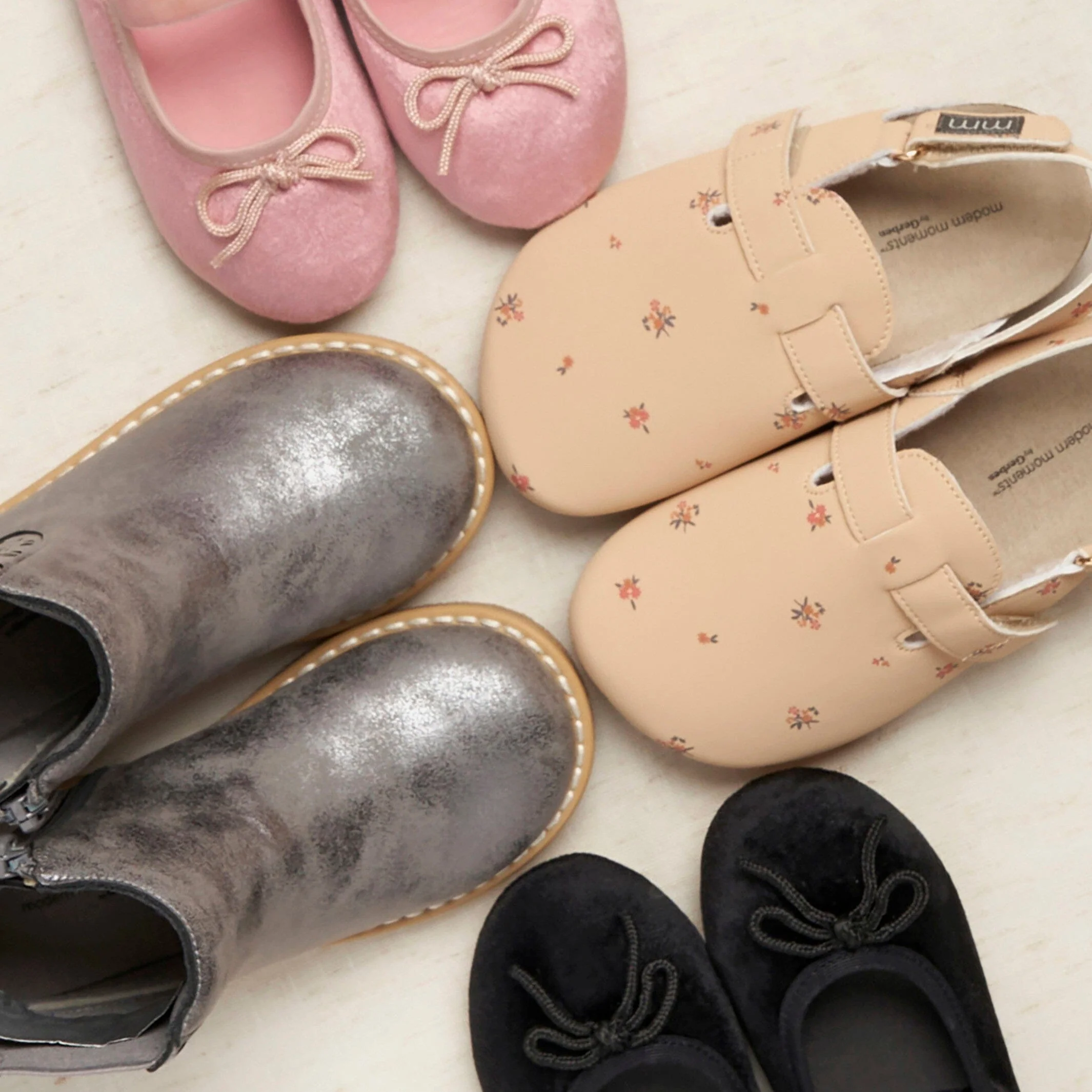 Infant & Toddler Girls Grey Velvet Ballet Flats - Image 5