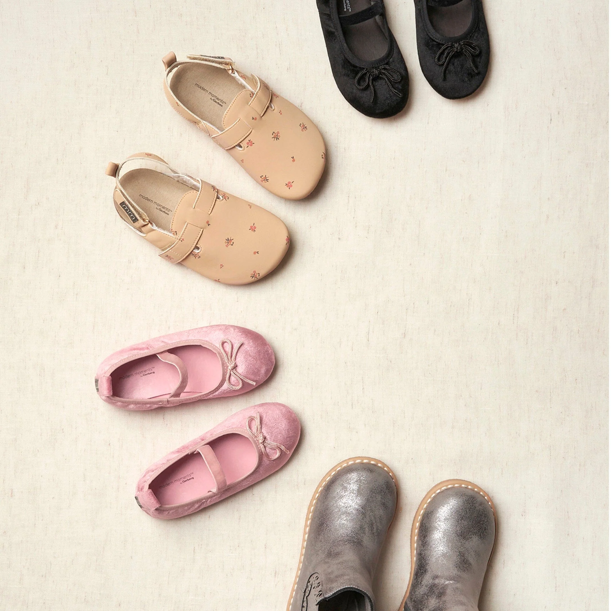 Infant & Toddler Girls Grey Velvet Ballet Flats - Image 7