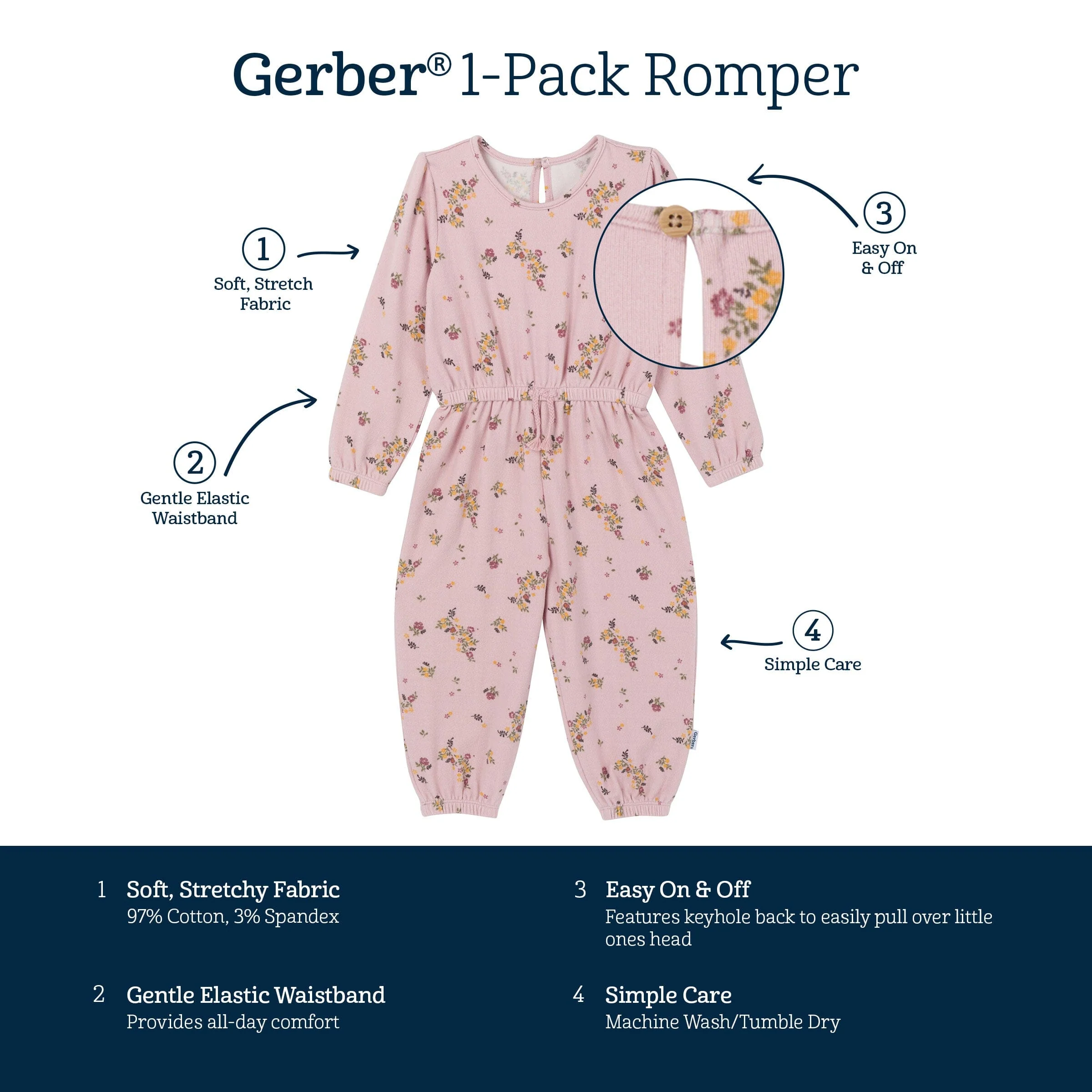 Toddler Girls Pink Floral Hacci Jumpsuit - Image 6