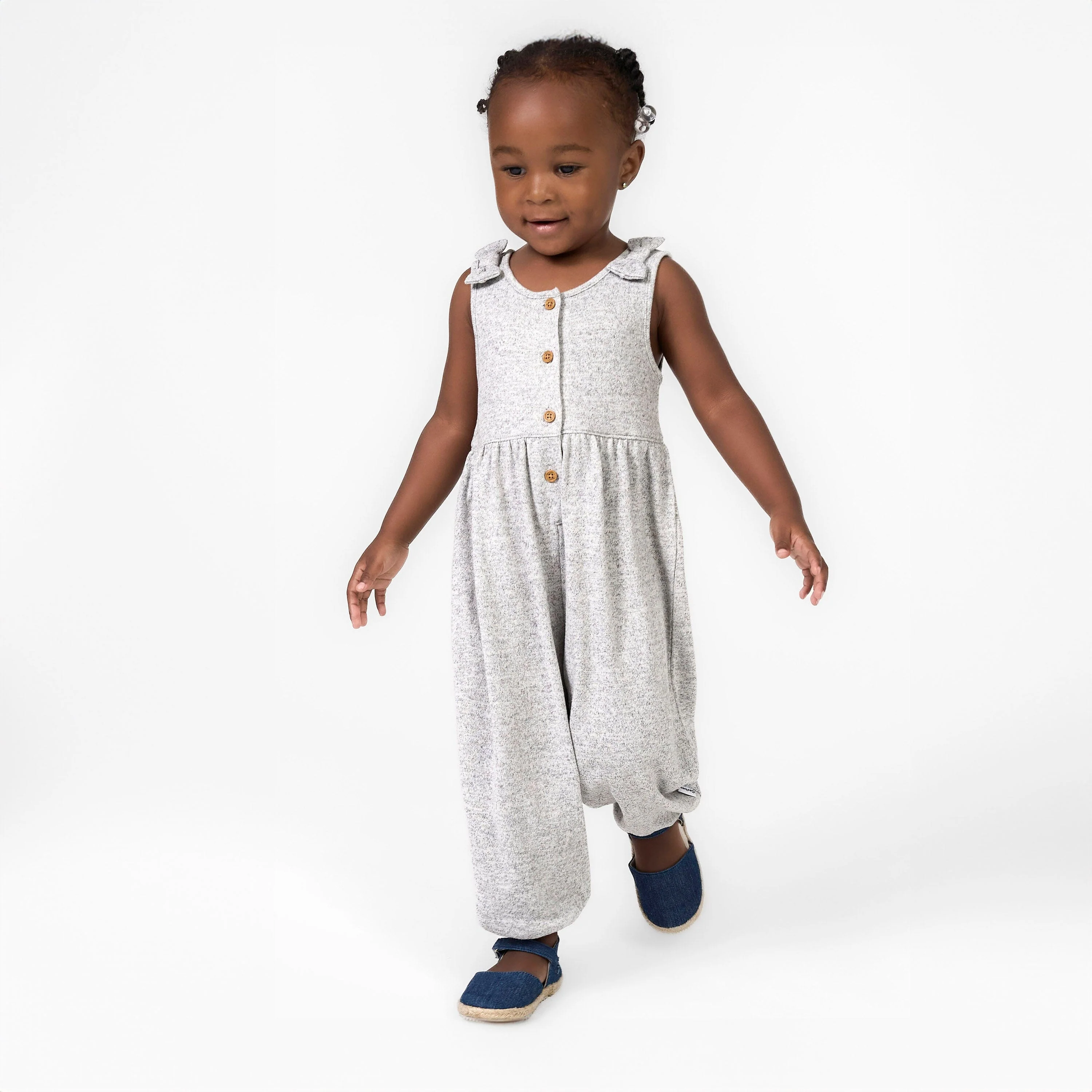 Toddler Girls Light Grey Heather Hacci Romper - Image 2