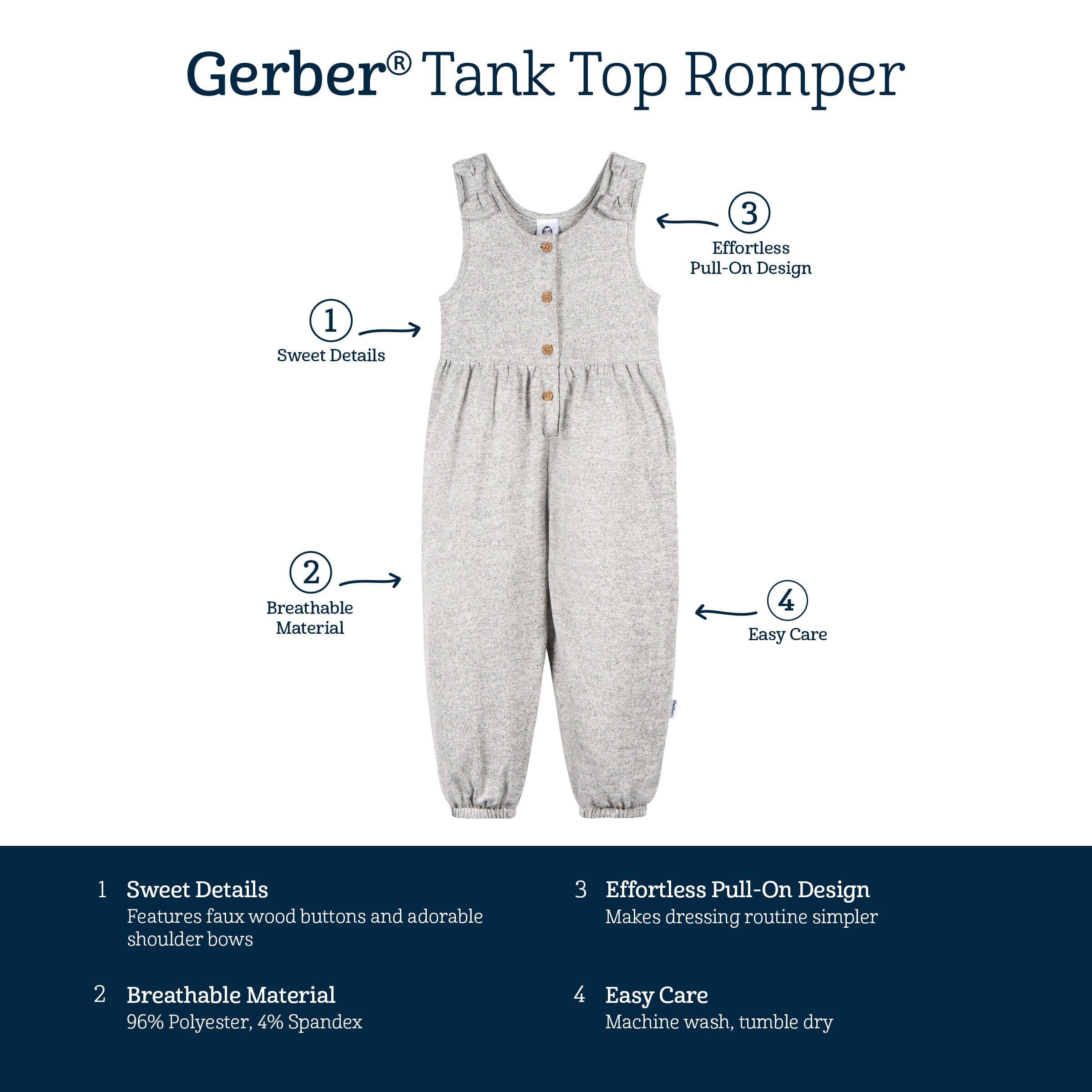 Toddler Girls Light Grey Heather Hacci Romper - Image 7