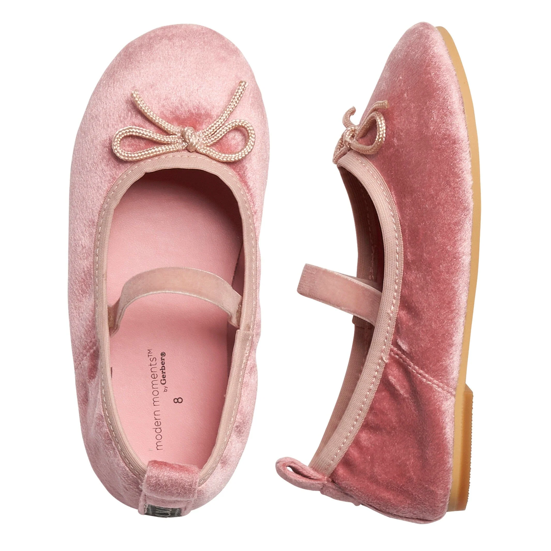 Infant & Toddler Girls Pink Velvet Ballet Flats - Image 3