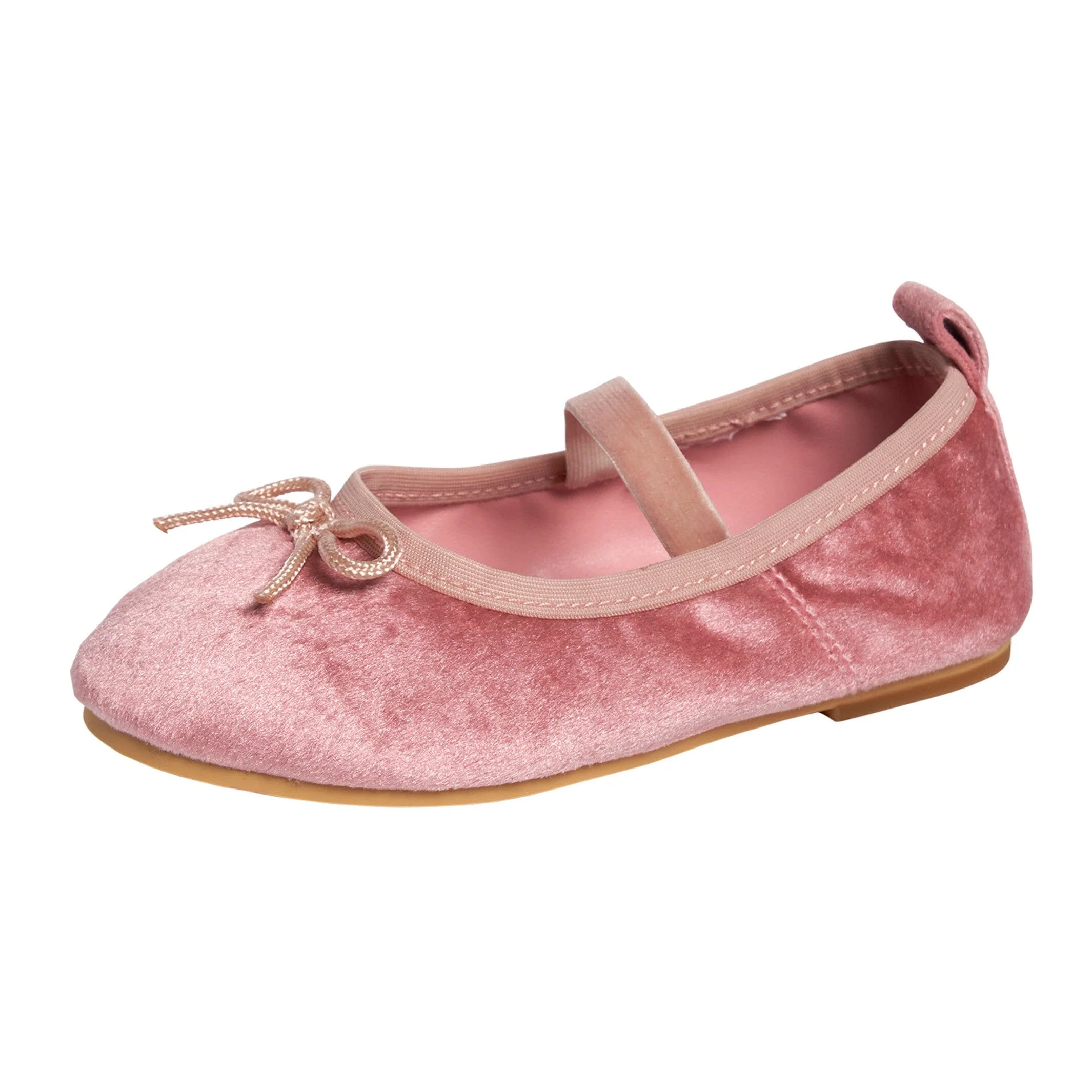 Infant & Toddler Girls Pink Velvet Ballet Flats - Image 4