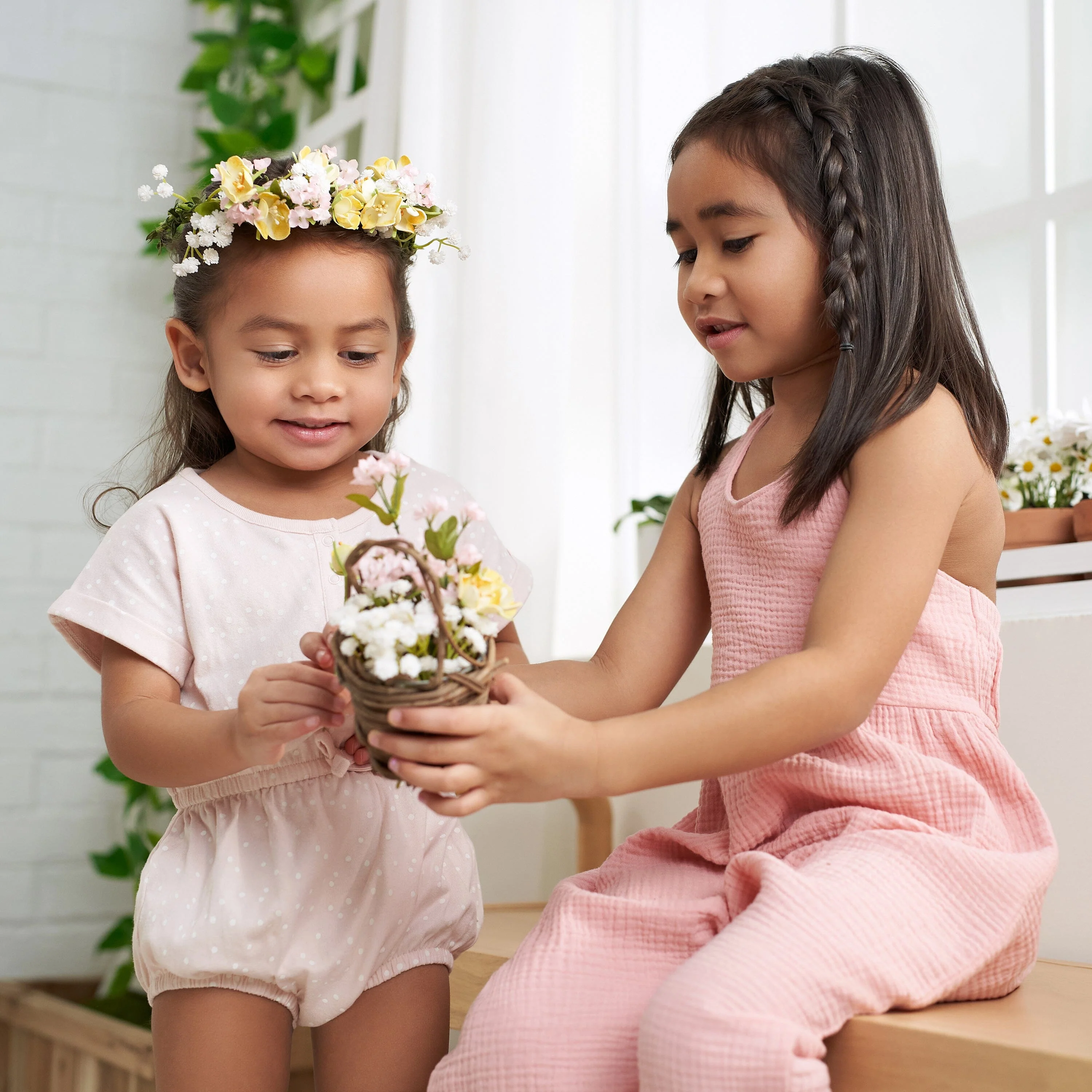 Toddler Girls Rose Pink Halter Romper - Image 3