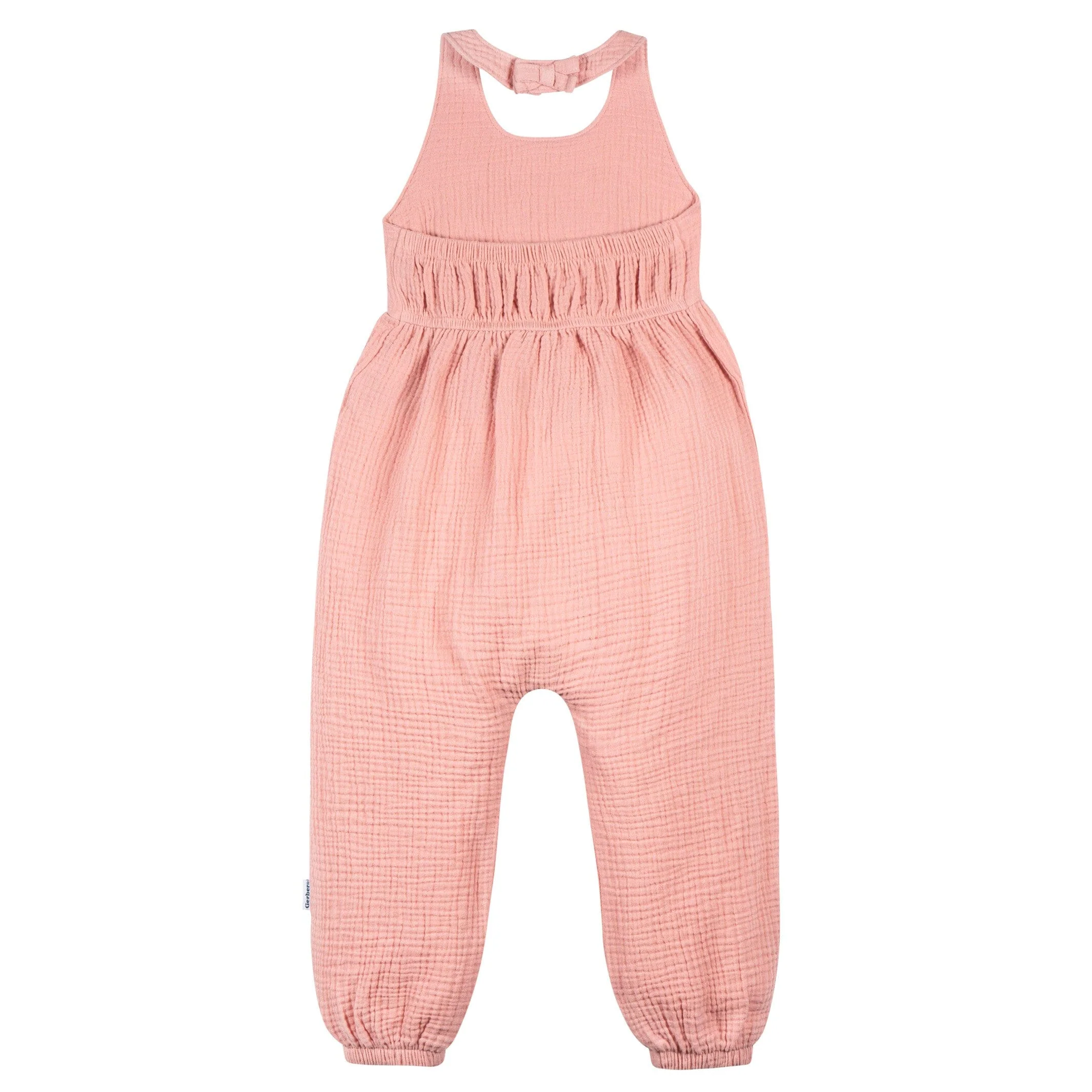Toddler Girls Rose Pink Halter Romper - Image 6