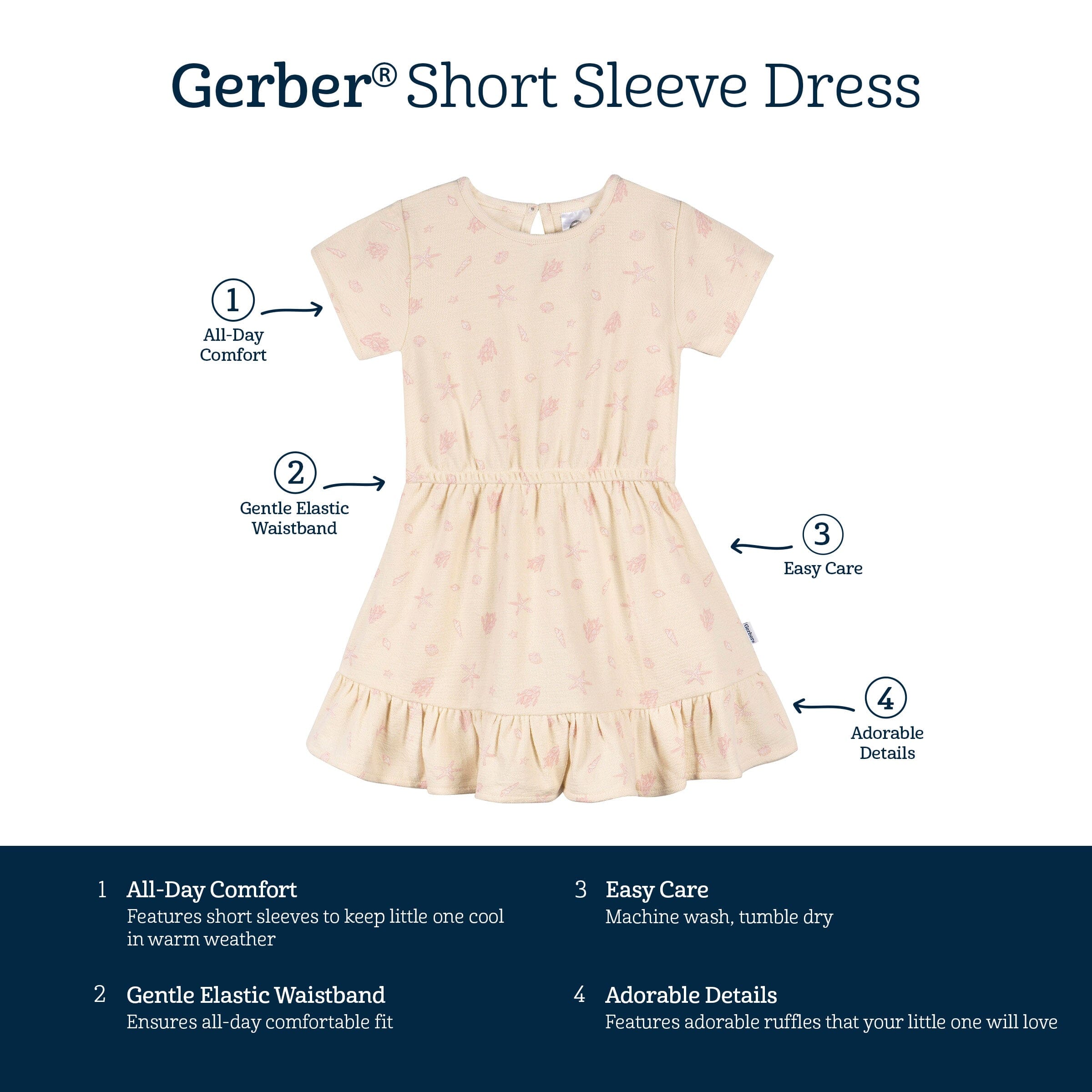 Toddler Girls Seashells Dress, 2T - Image 7