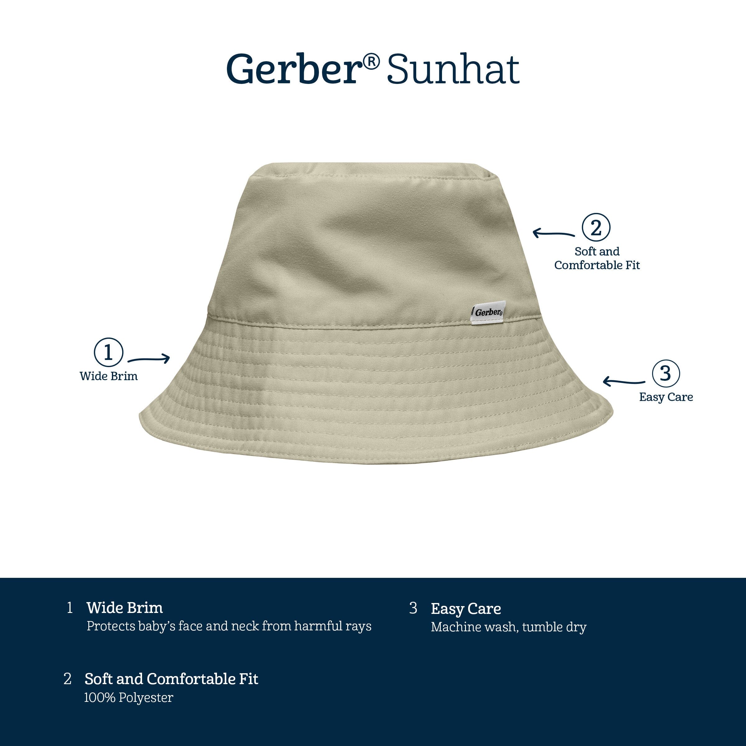Toddler Neutral UPF 50+ Olive Sun Hat - Image 6