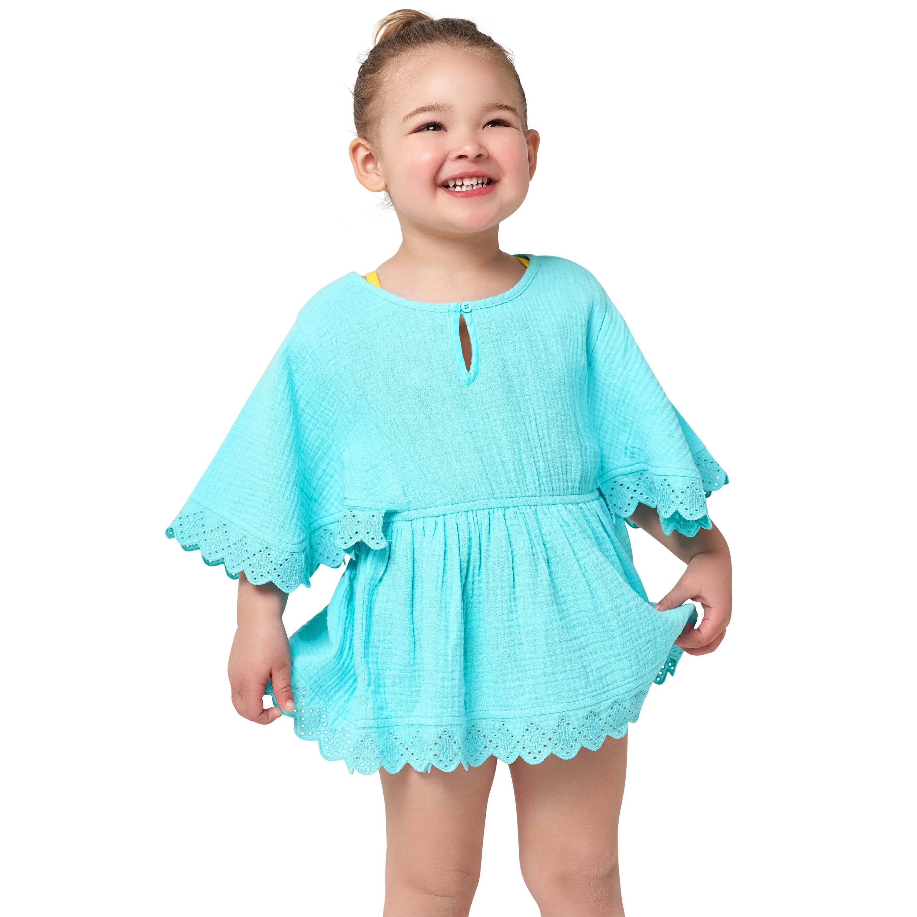 Baby & Toddler Girls Aqua Gauze Kaftan Swim Coverup - Image 3