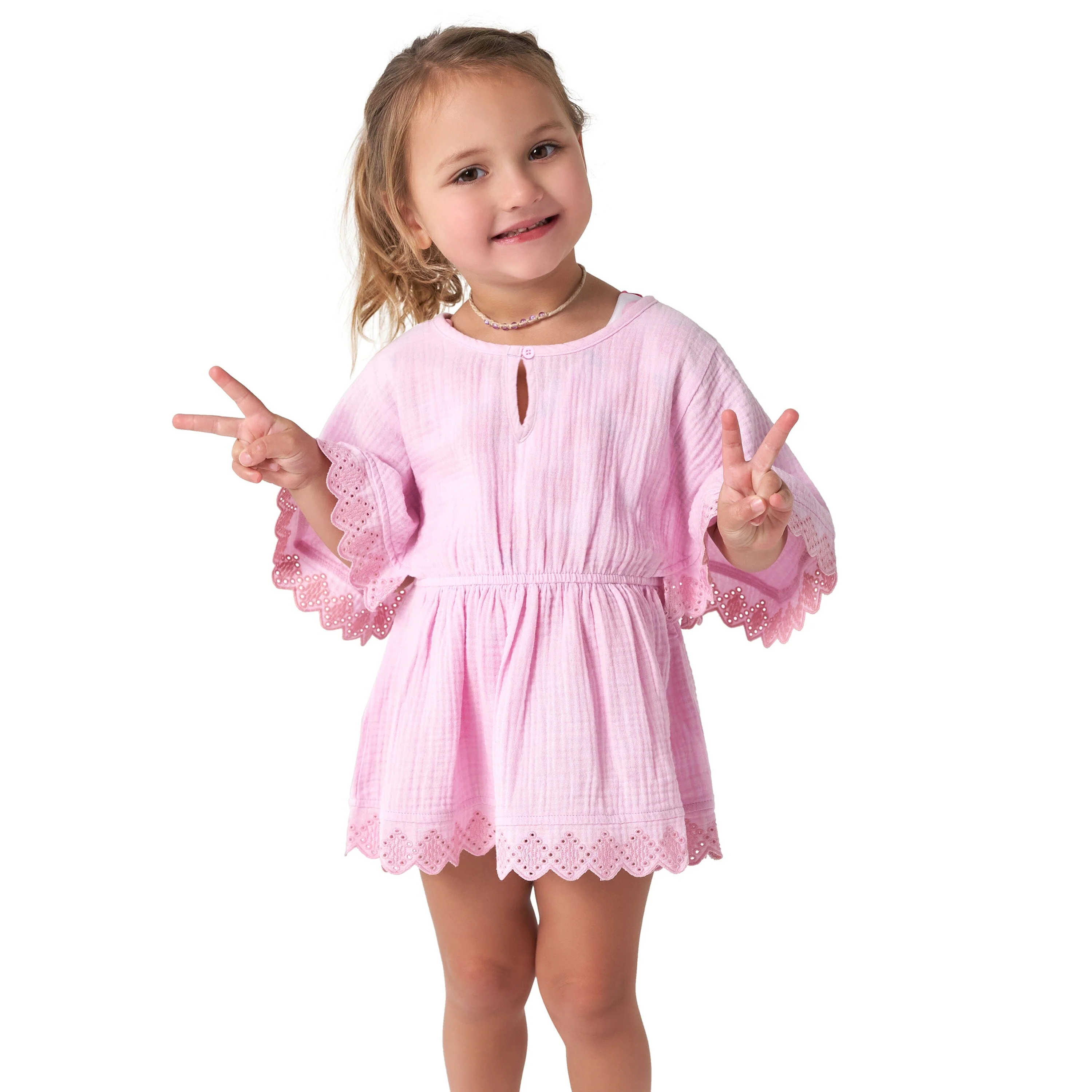 Baby & Toddler Girls Light Pink Gauze Kaftan Swim Coverup - Image 2