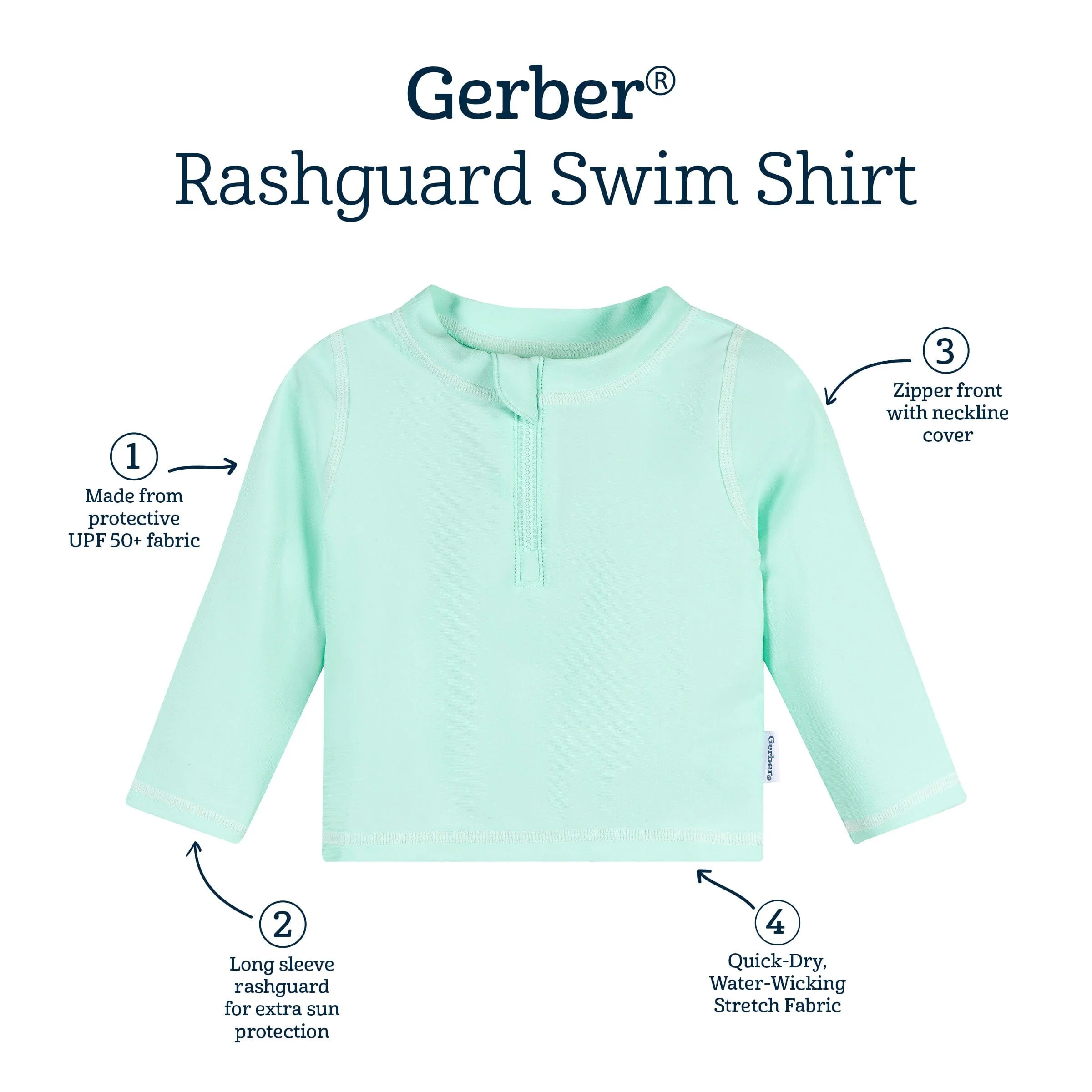 Baby & Toddler Neutral UPF 50+ Green Half Zip Rash Guard - Image 6