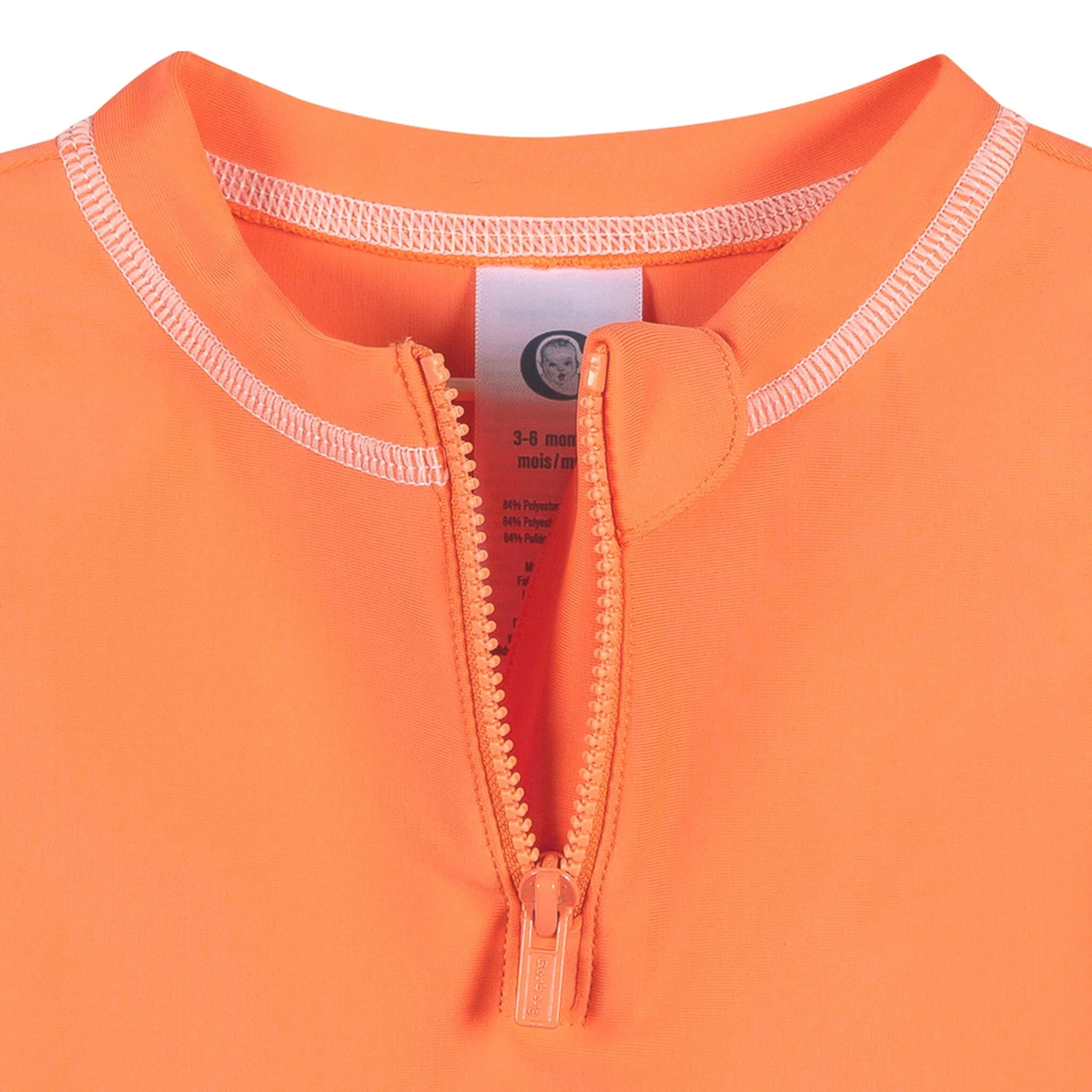 Baby & Toddler Neutral UPF 50+ Melon Orange Half Zip Rash Guard - Image 3