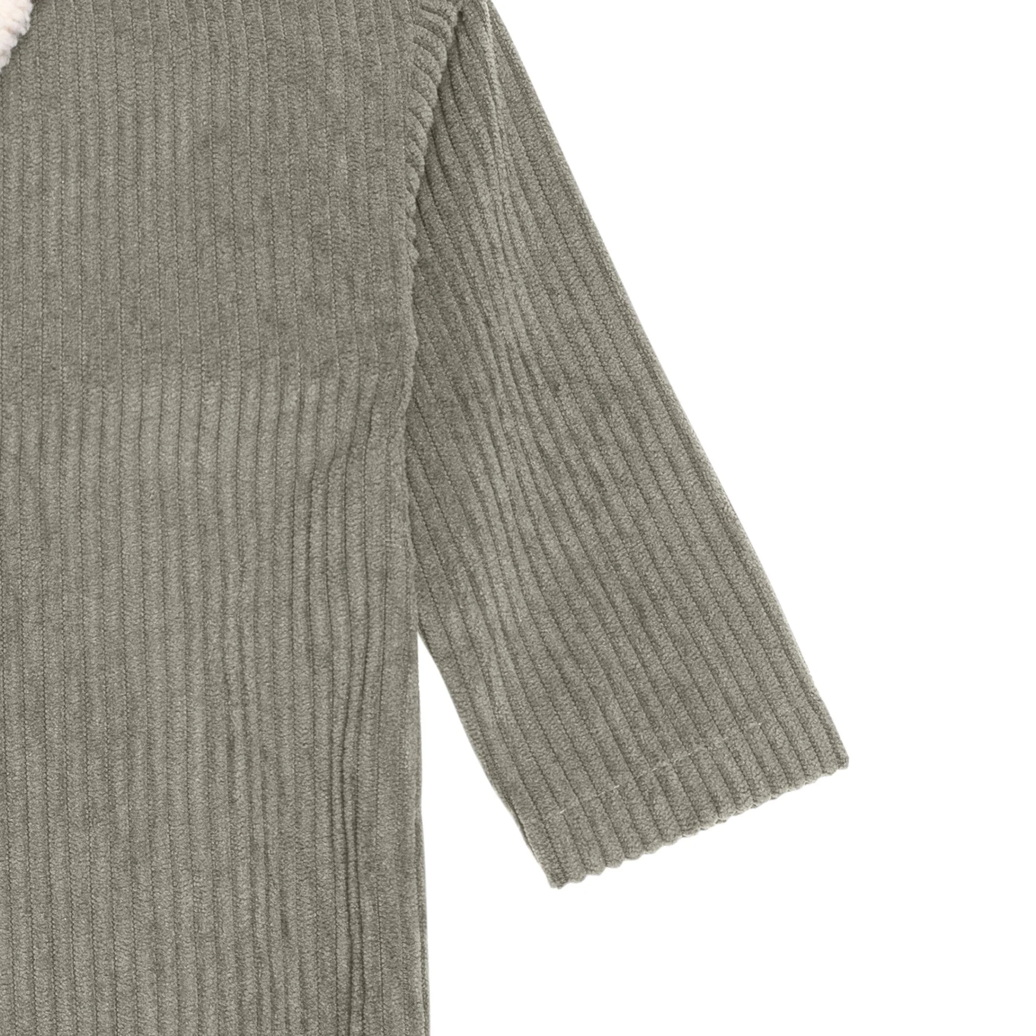 Baby Boys Dark Green Sherpa Collar Corduroy Romper - Image 4