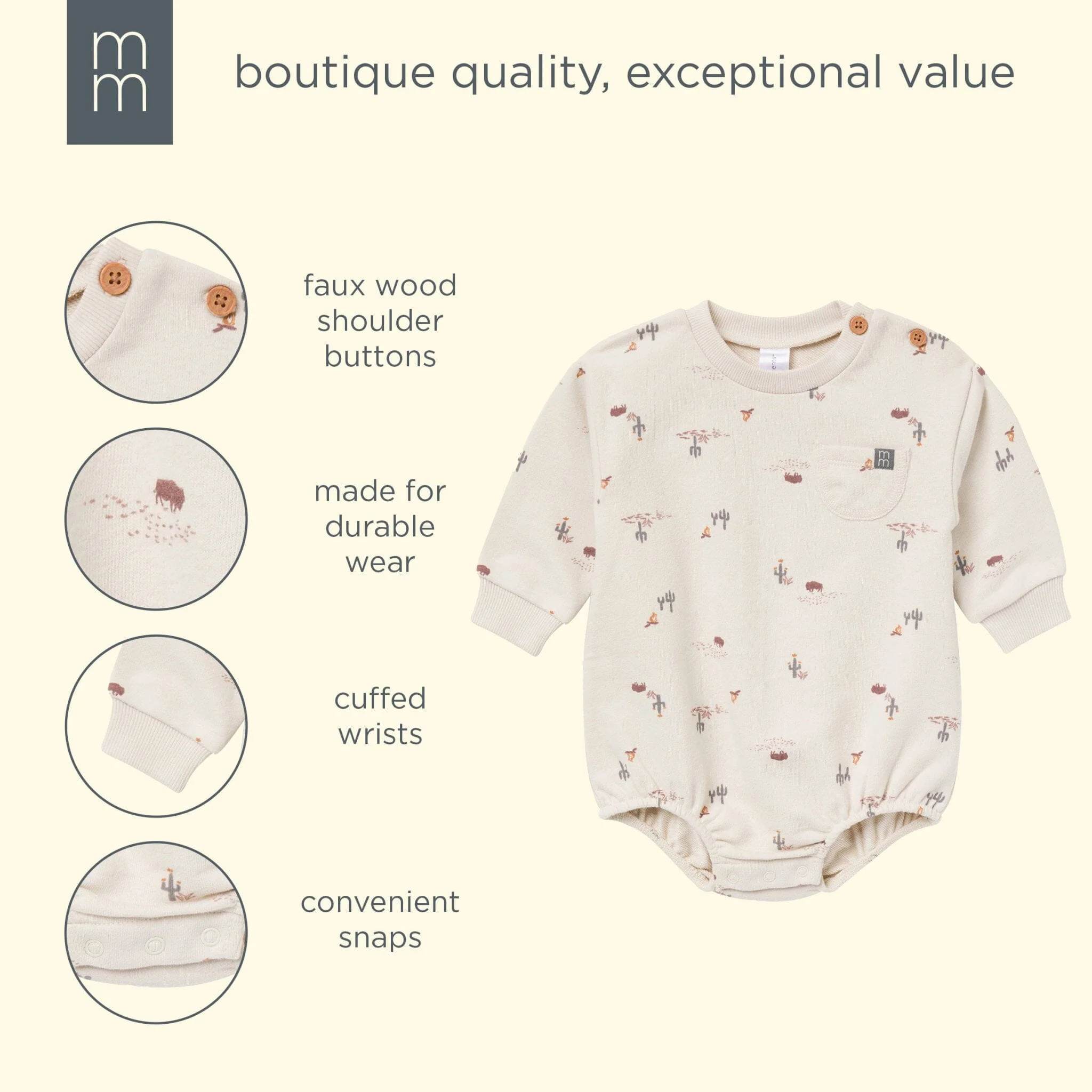 Baby Boys Buffalo Desert Bubble Romper - Image 5