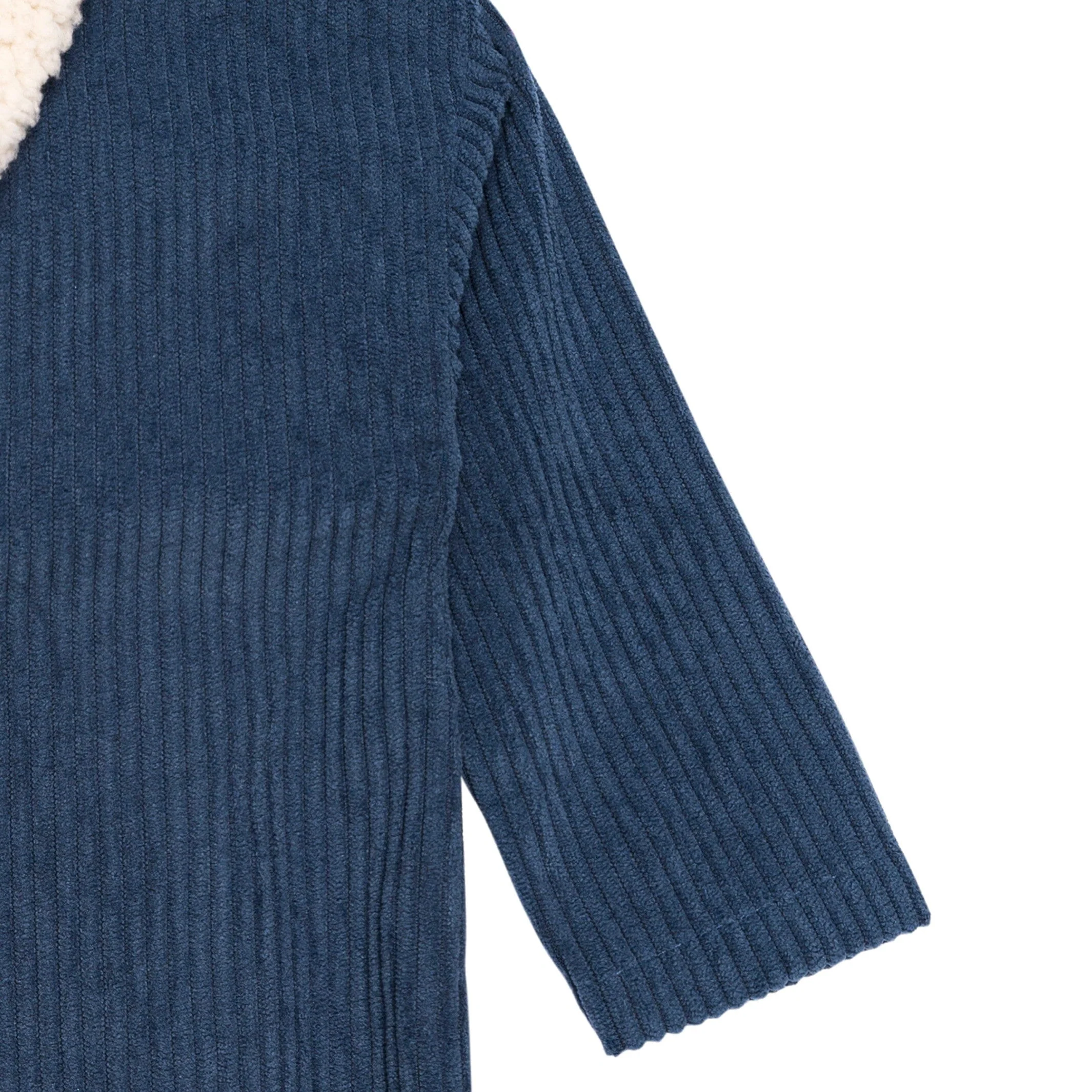 Baby Boys Navy Sherpa Collar Corduroy Romper - Image 6