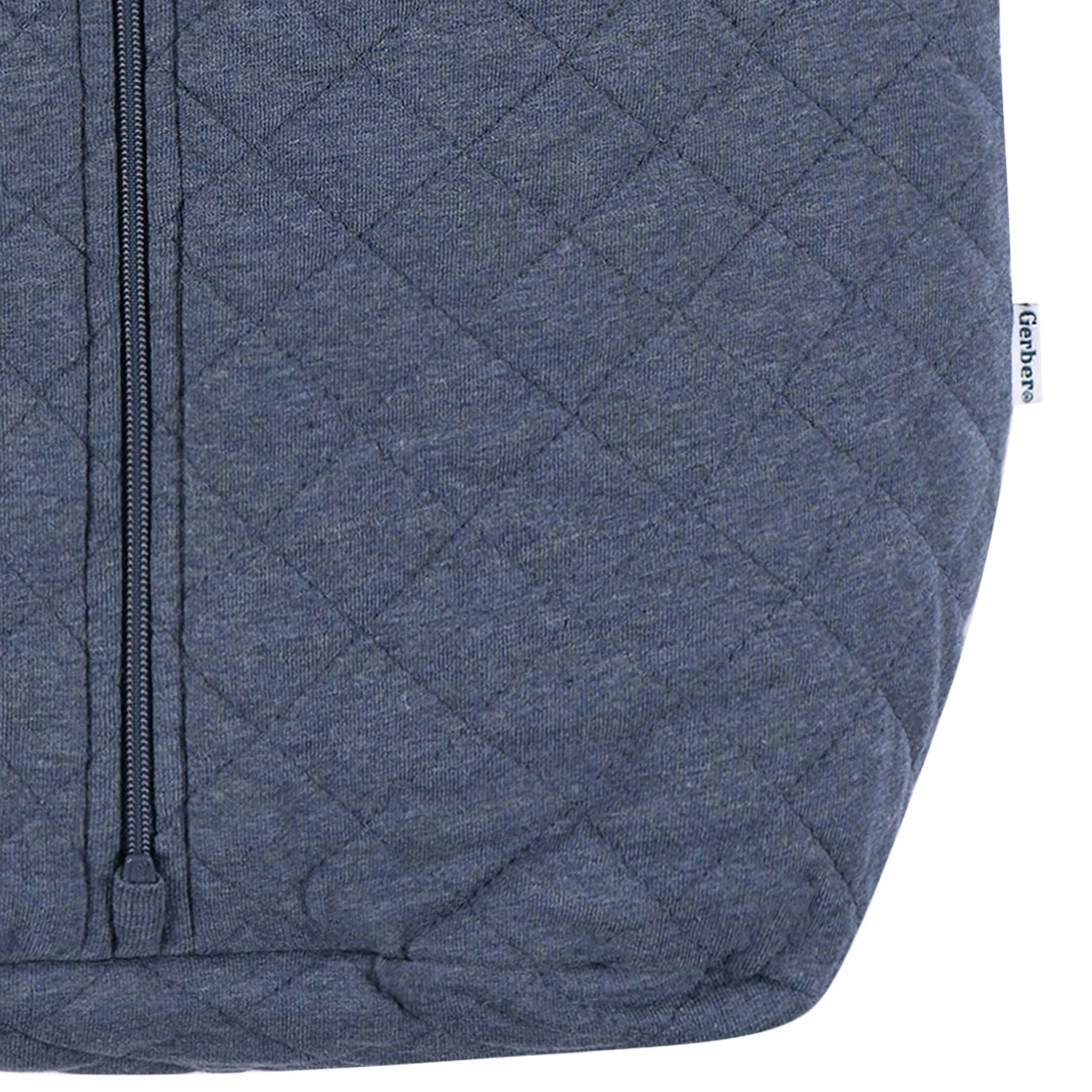 Embroidered Baby Boys Navy Heather Quilted Jersey Wearable Blanket - Image 4