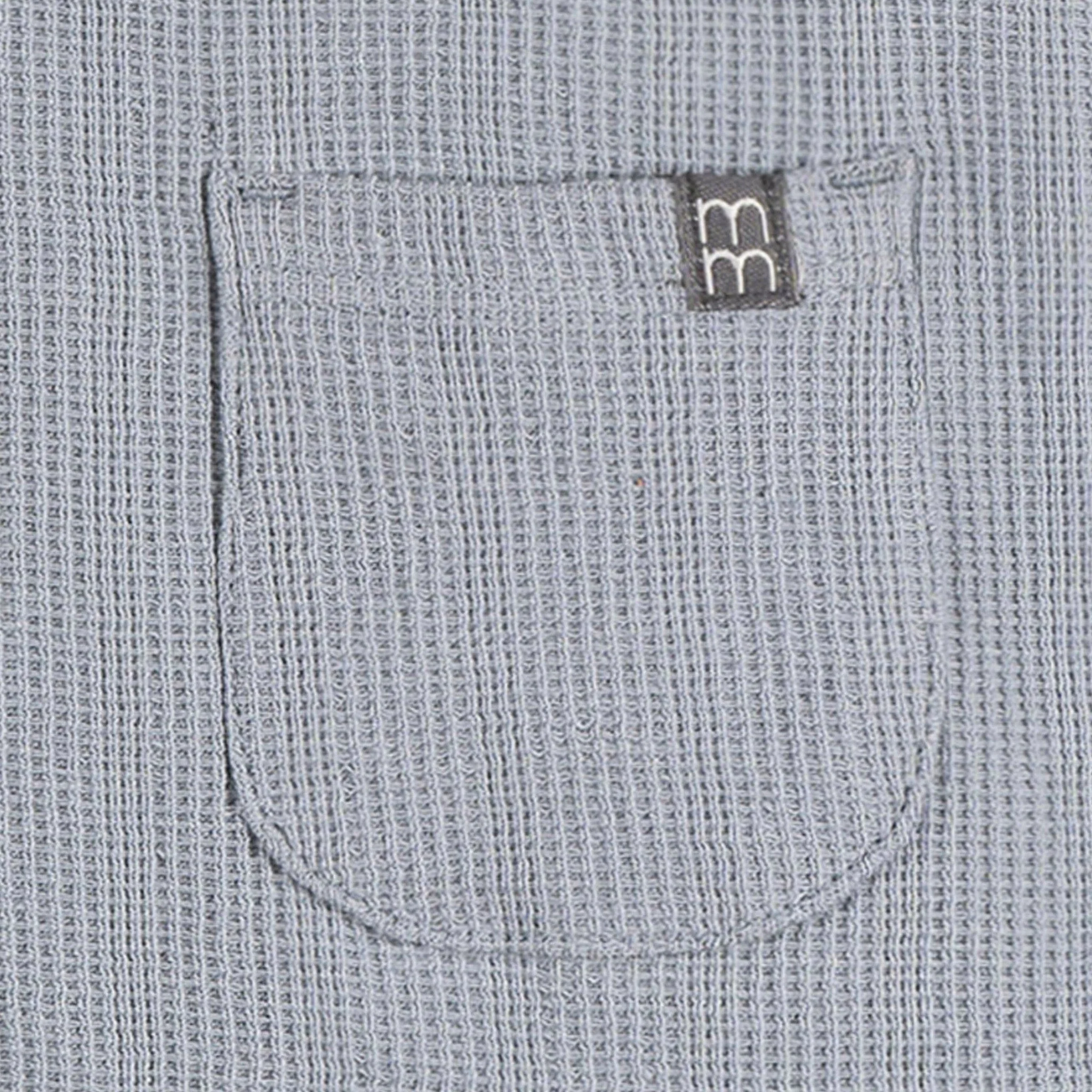 Baby Boys Blue Grey Henley Romper - Image 4
