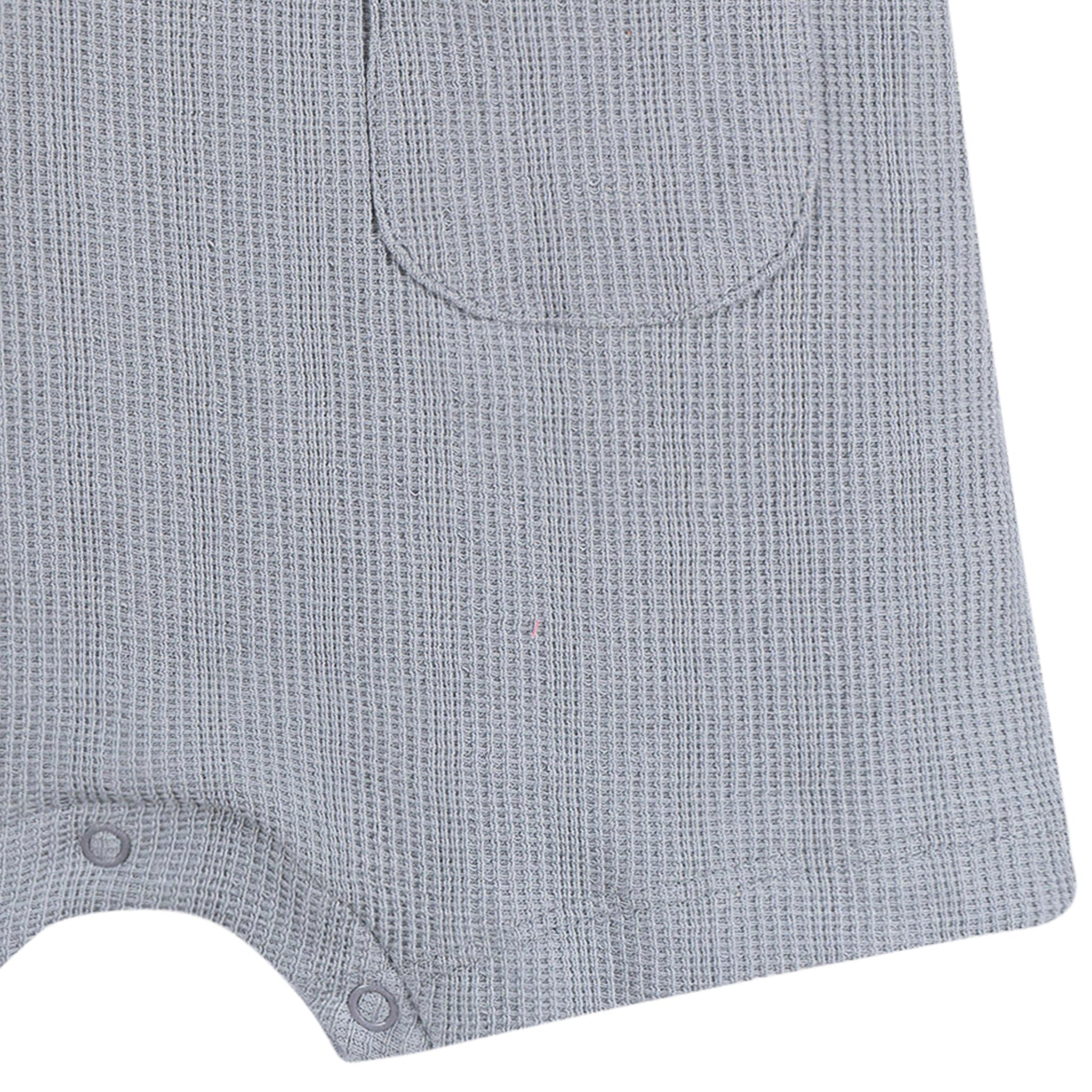 Baby Boys Blue Grey Henley Romper - Image 5