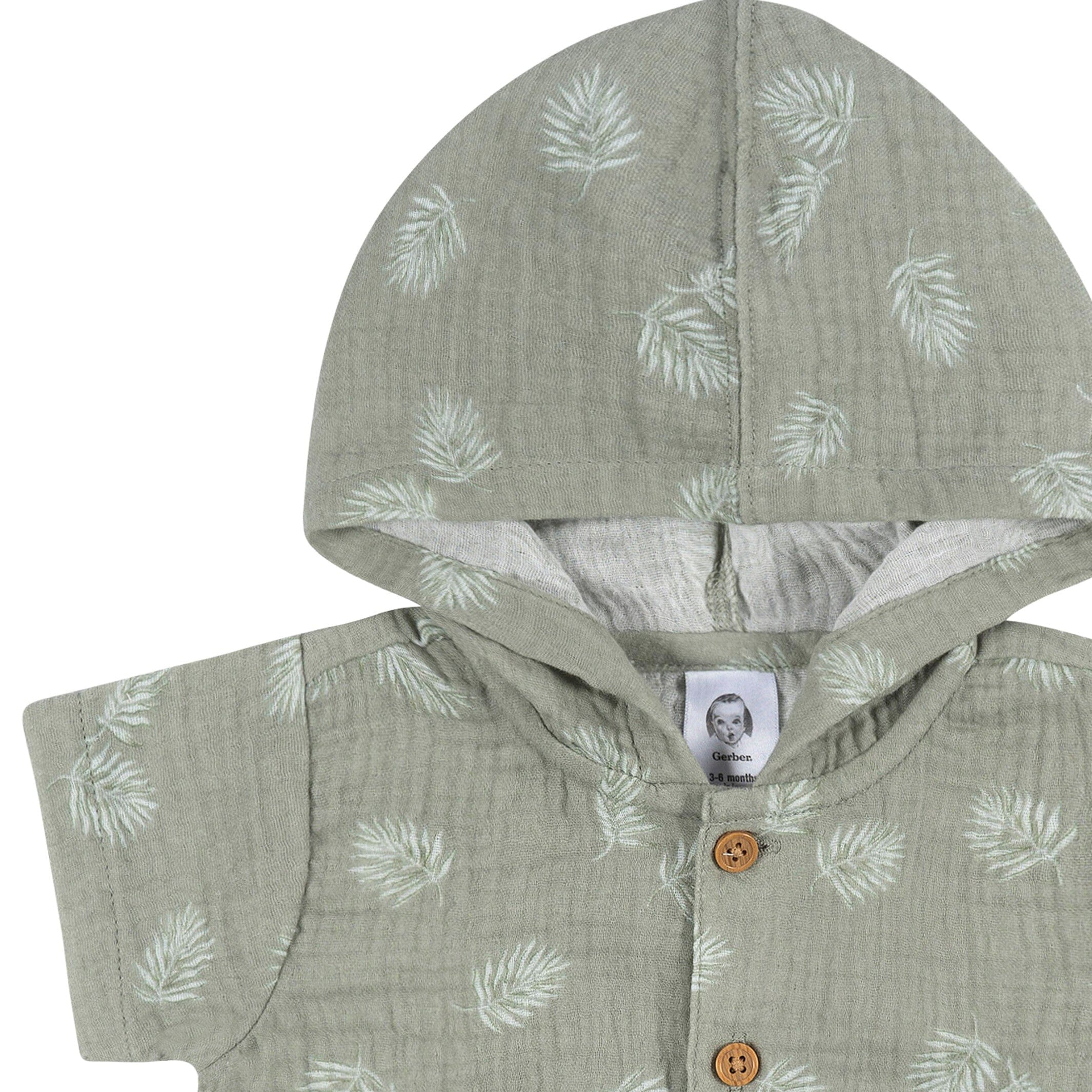 Baby Boys Palms Hooded Romper - Image 4