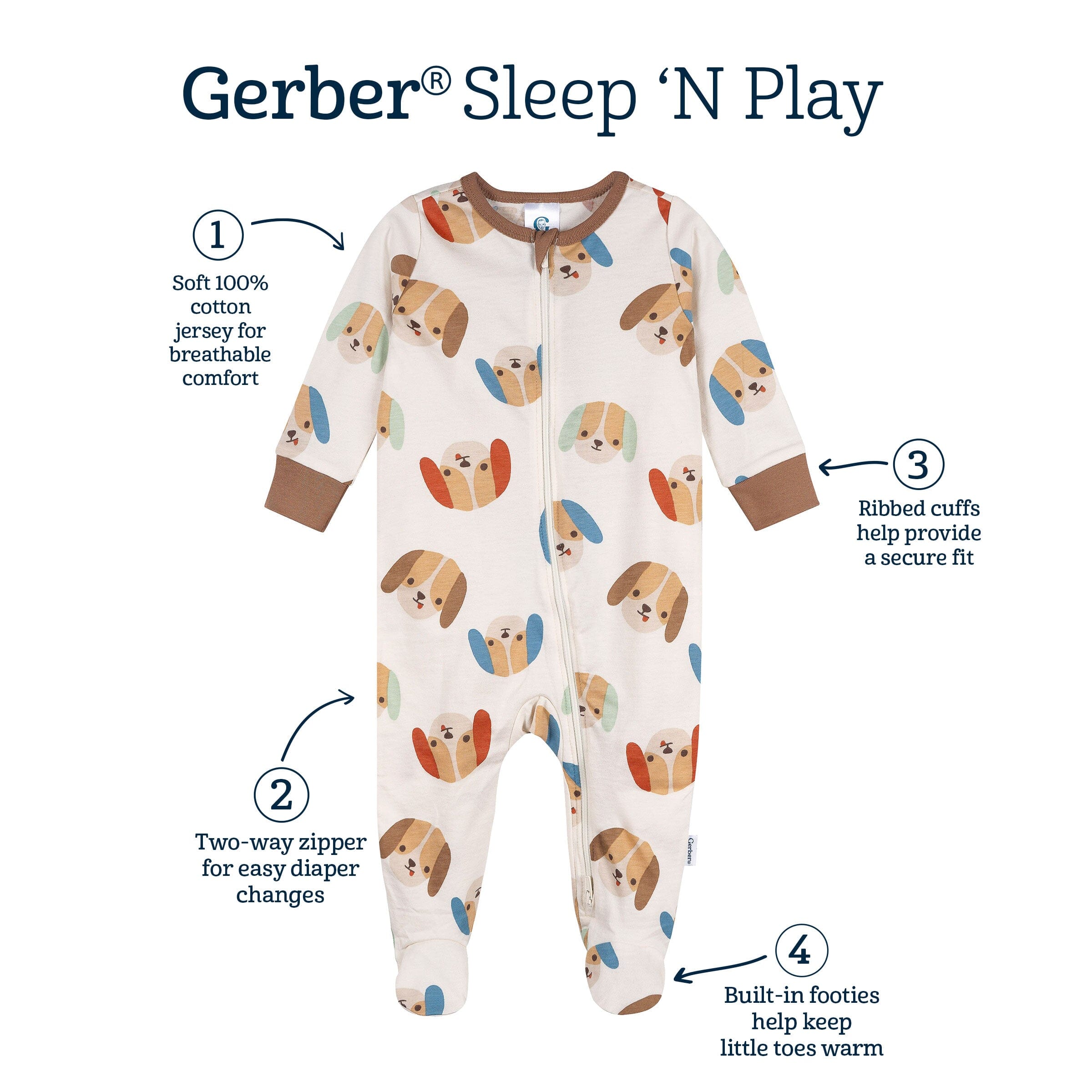 Baby Boys Puppy Faces Sleep 'N Play - Image 5