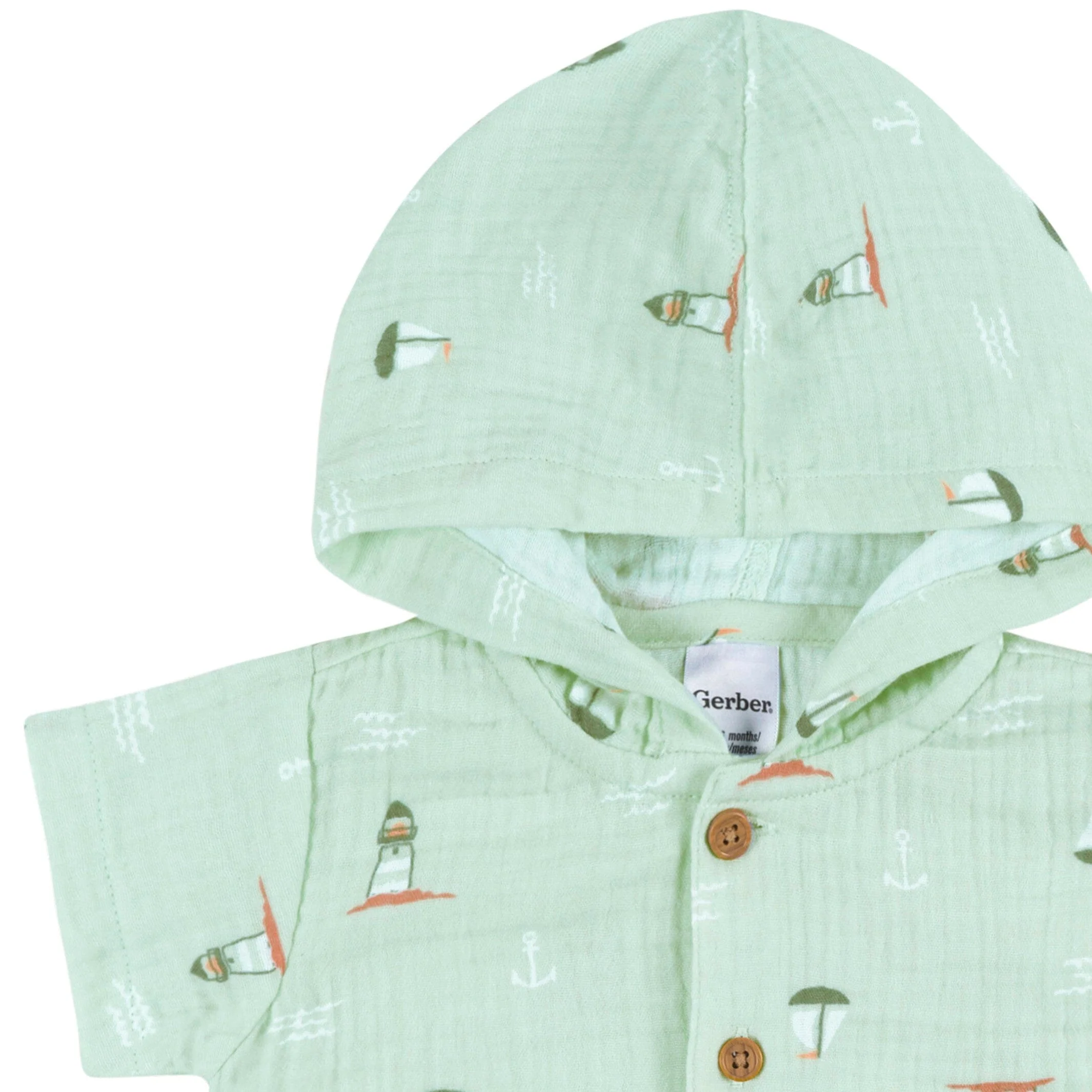 Baby Boys Sea Scene Hooded Romper - Image 3