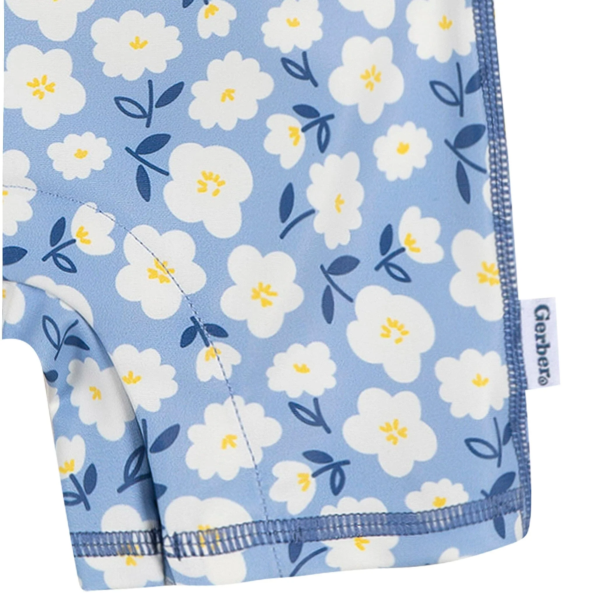 Baby Girls UPF 50+ Blue Daisies Long Sleeve Rash Guard - Image 4