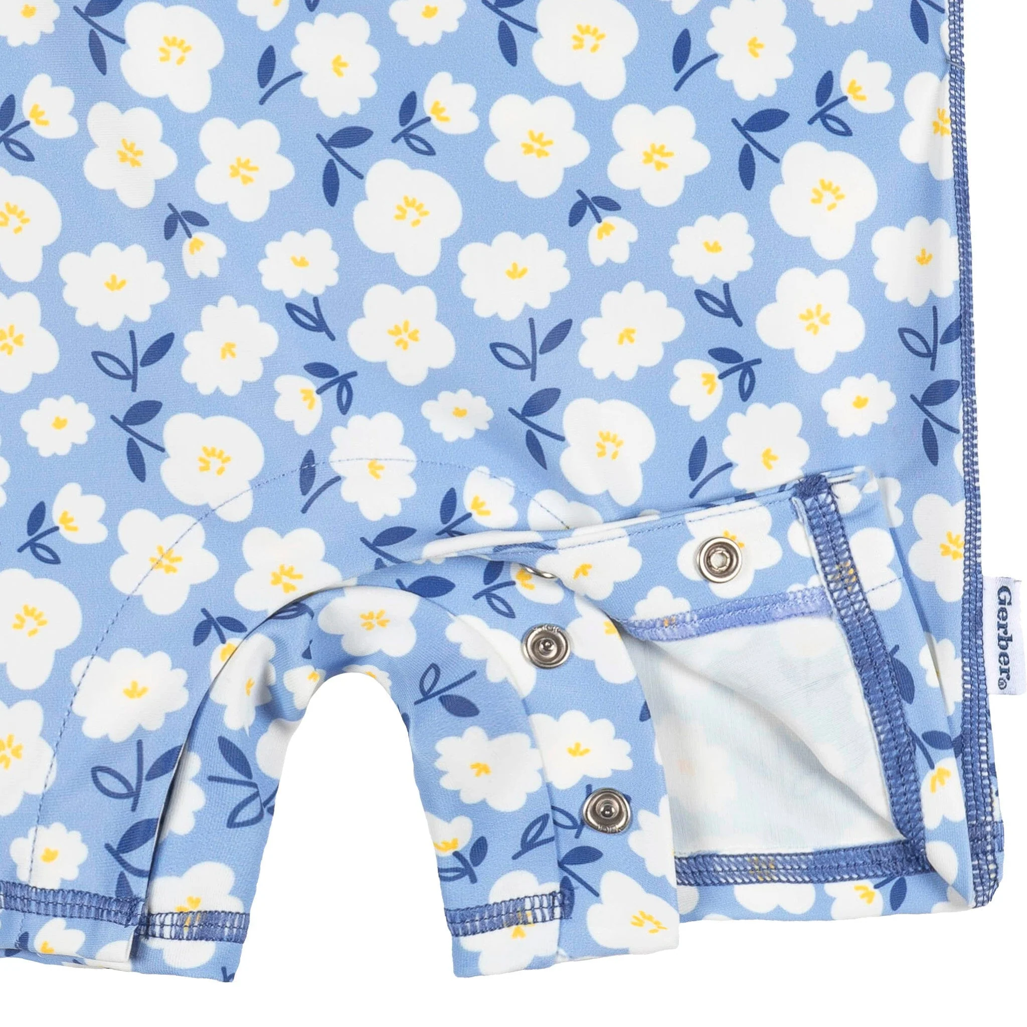 Baby Girls UPF 50+ Blue Daisies Long Sleeve Rash Guard - Image 5