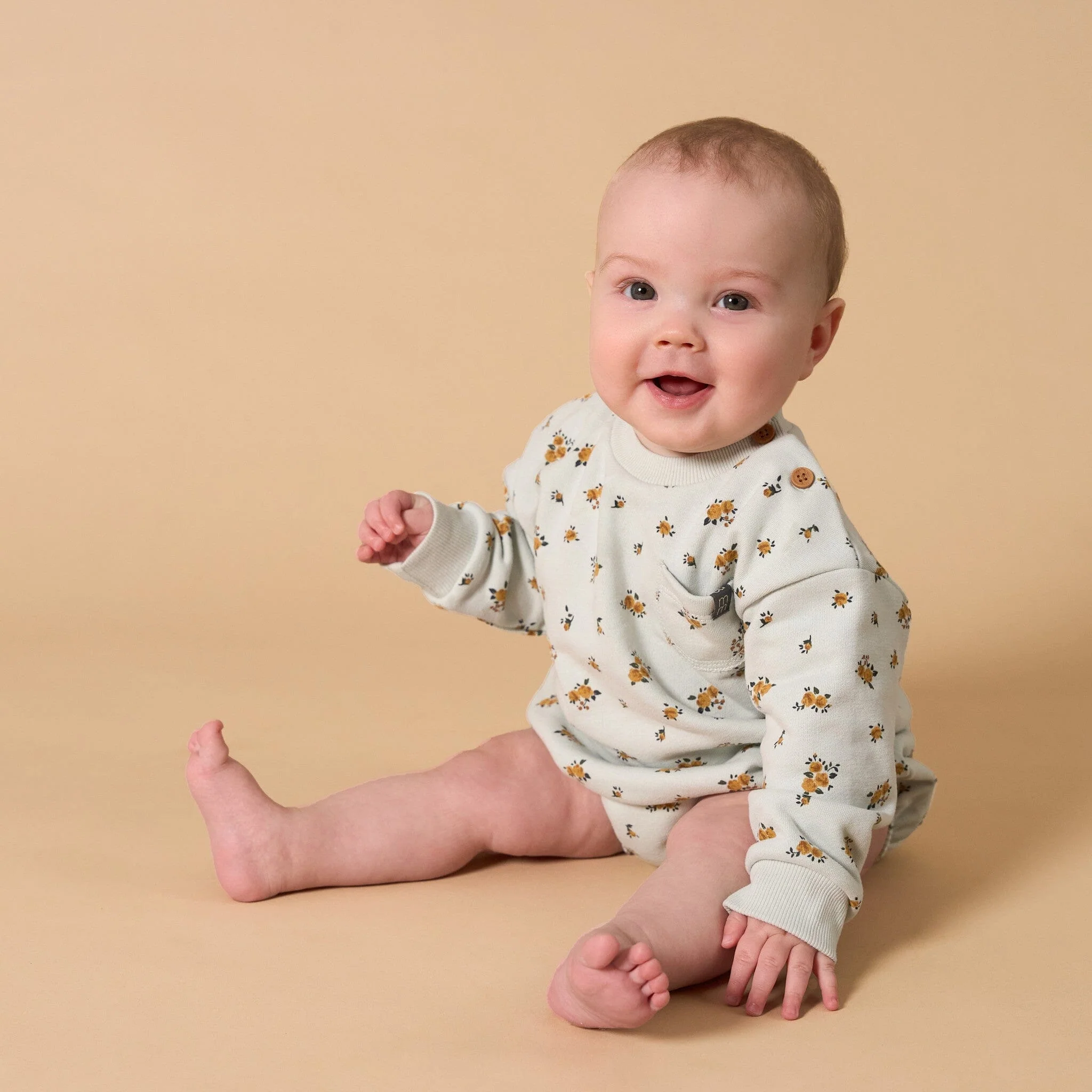 Baby Girls Fall Roses Bubble Romper - Image 2