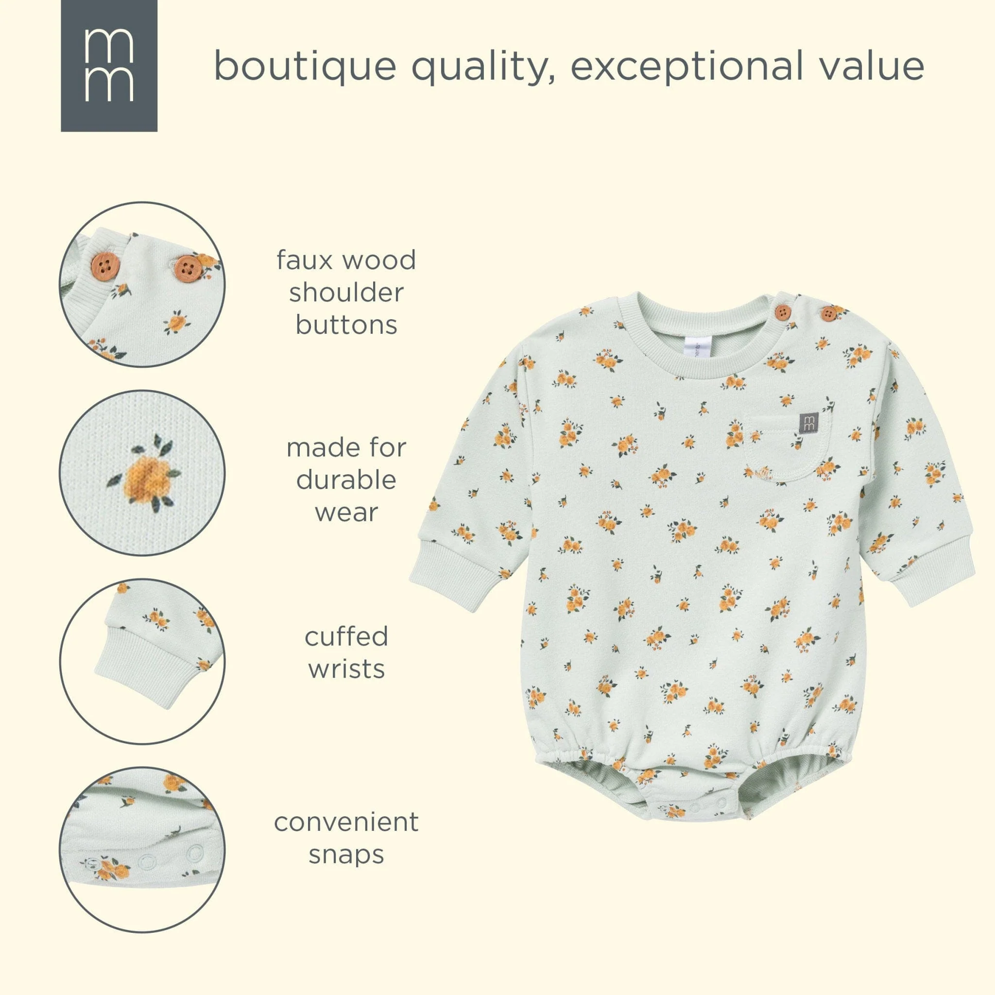 Baby Girls Fall Roses Bubble Romper - Image 7