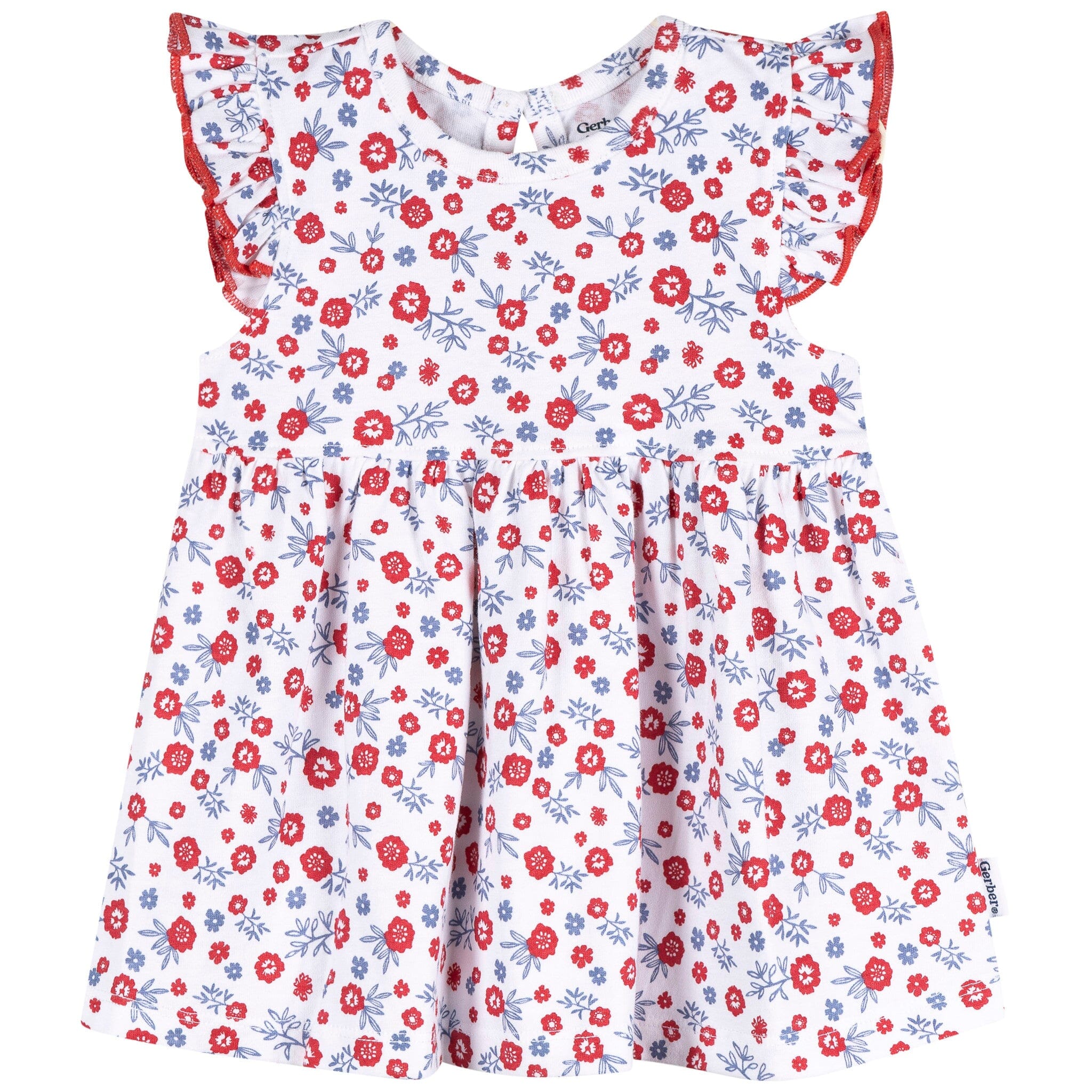 Baby Girls Red, White, & Blue Floral Dress