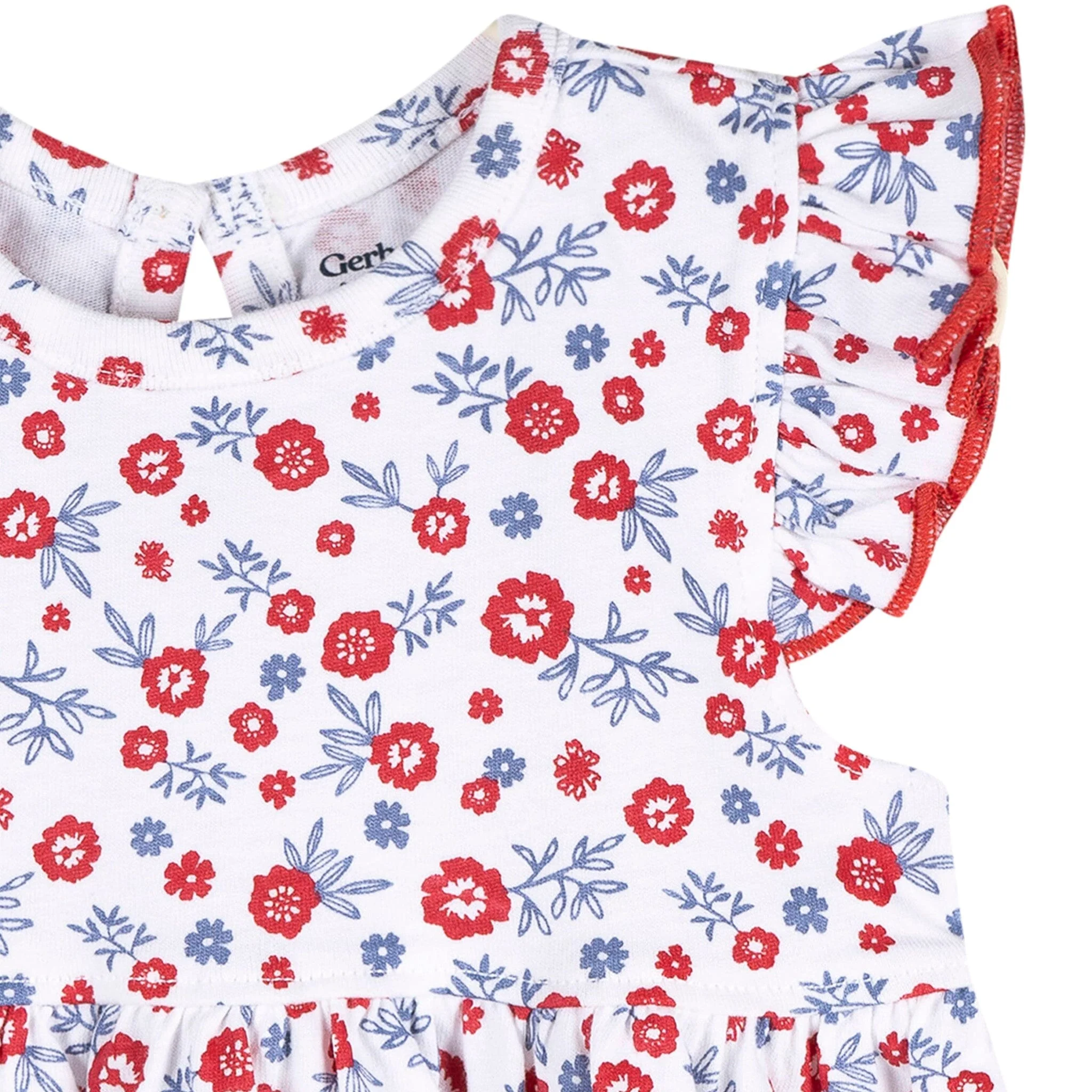 Baby Girls Red, White, & Blue Floral Dress - Image 2