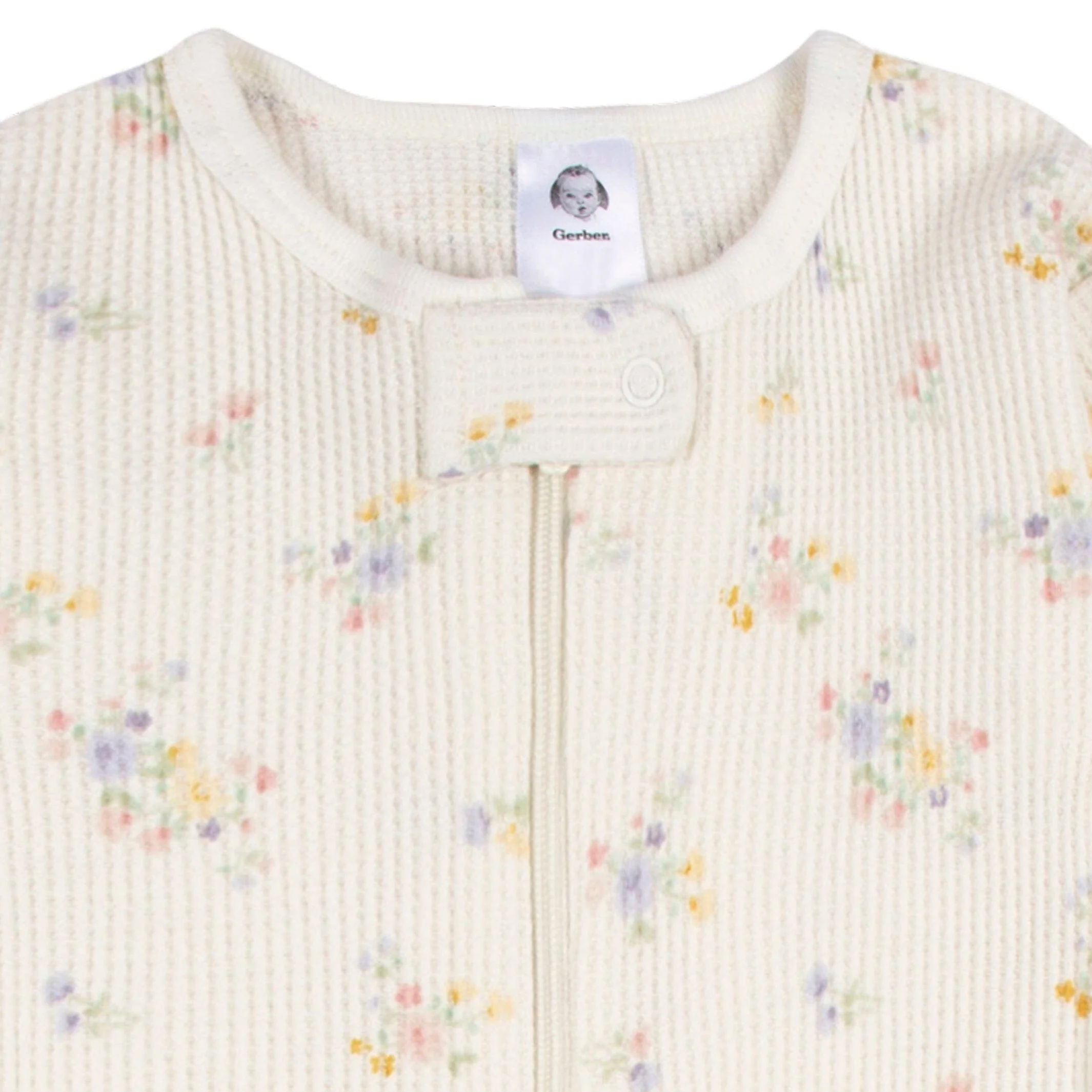 Baby Girls Ivory Floral Snug Fit Footed Pajamas - Image 2