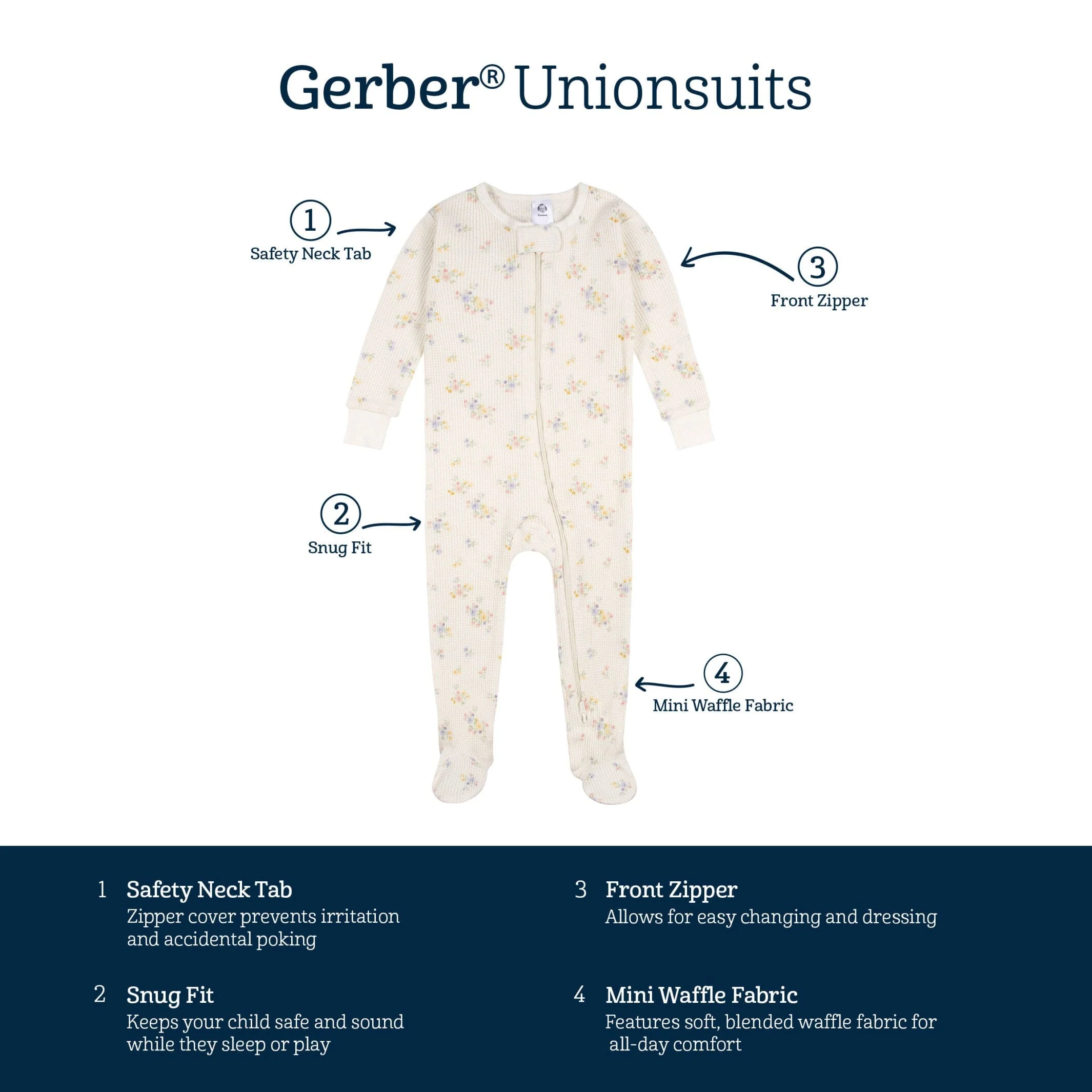 Baby Girls Ivory Floral Snug Fit Footed Pajamas - Image 5