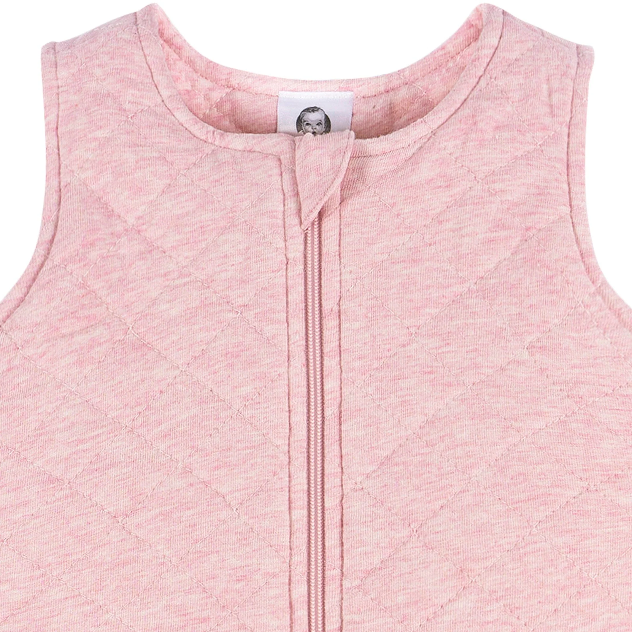 Embroidered Baby Girls Pink Heather Quilted Jersey Wearable Blanket - Image 4