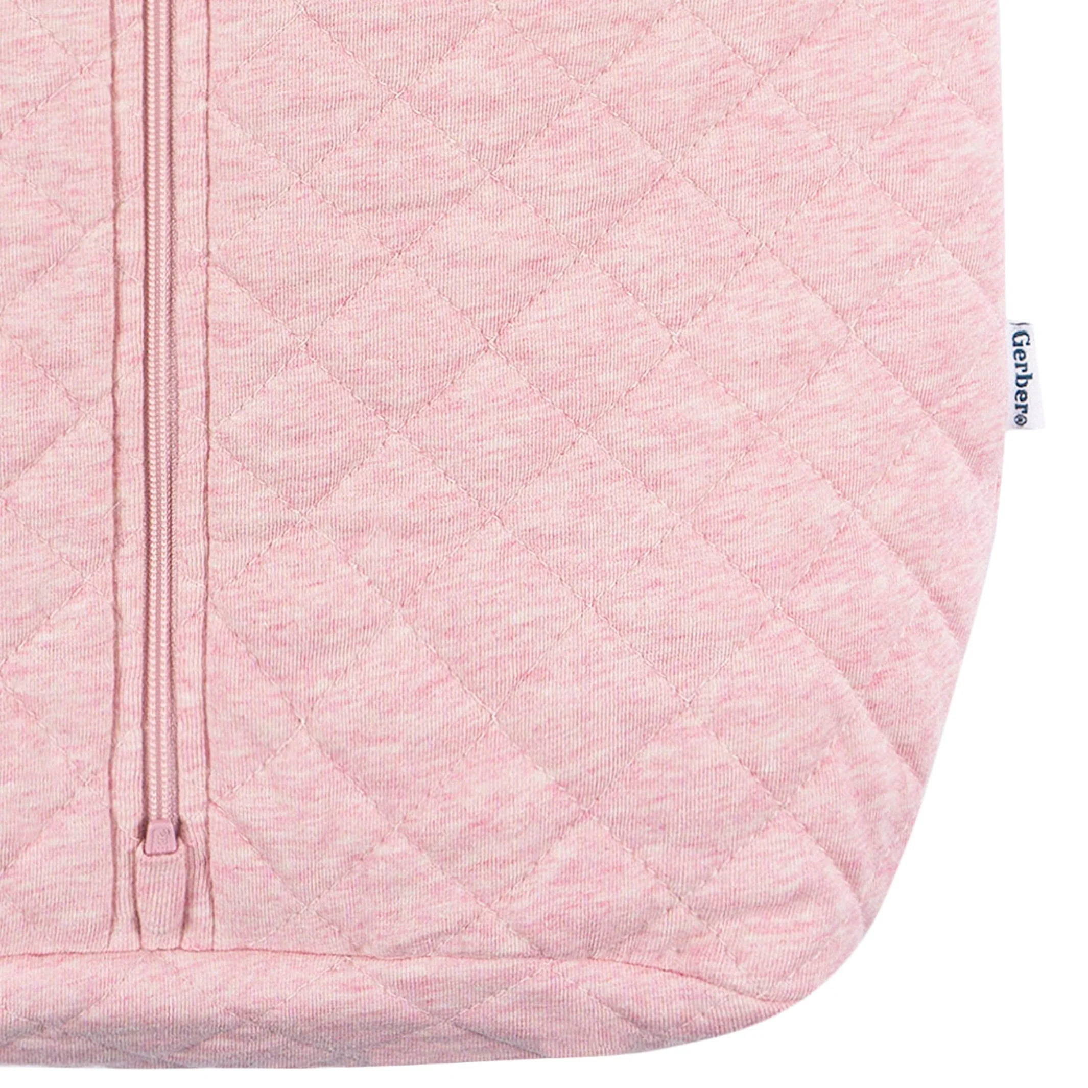 Embroidered Baby Girls Pink Heather Quilted Jersey Wearable Blanket - Image 5