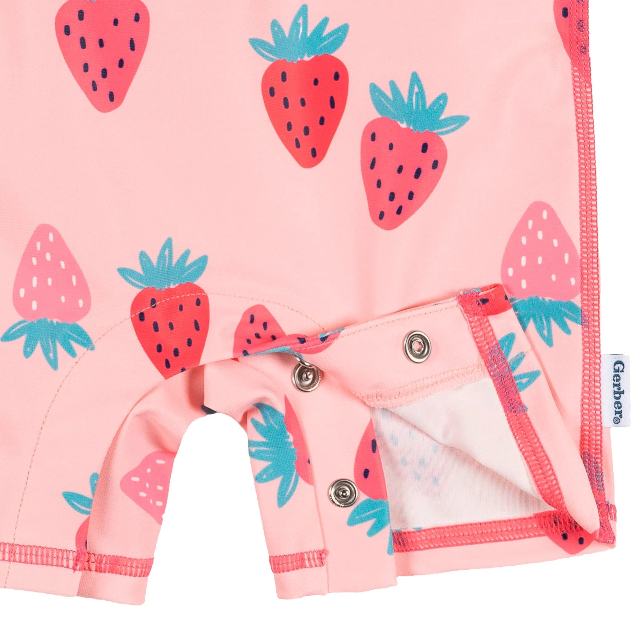 Baby Girls UPF 50+ Pink Strawberry Long Sleeve Rash Guard - Image 4