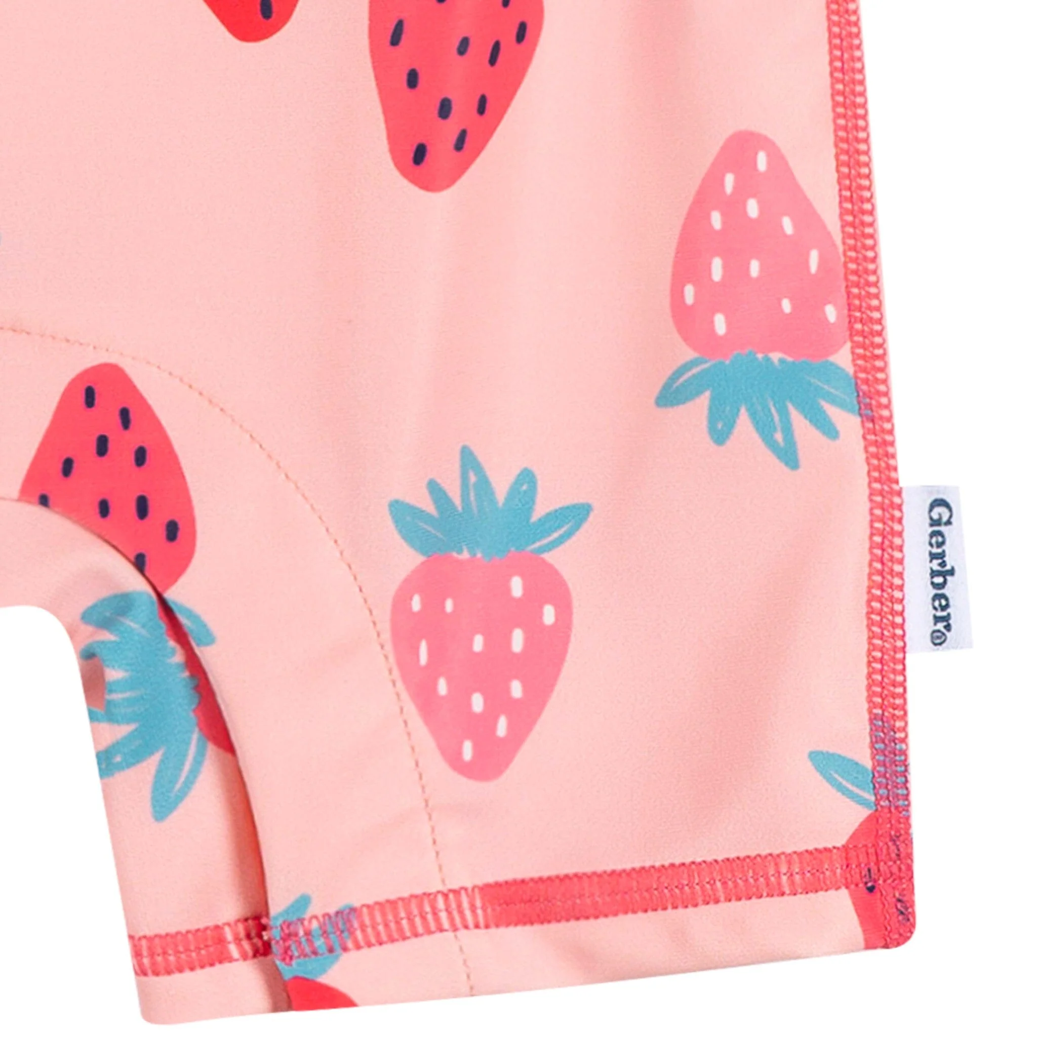 Baby Girls UPF 50+ Pink Strawberry Long Sleeve Rash Guard - Image 5