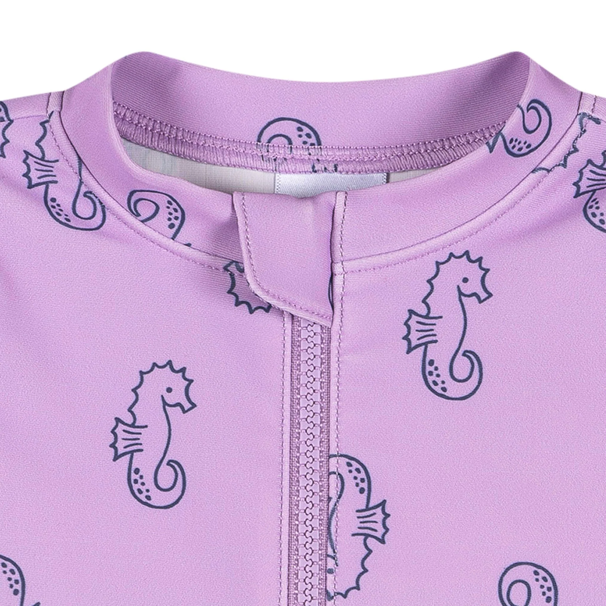 Baby Girls UPF 50+ Purple Seahorses Rash Guard - Image 2