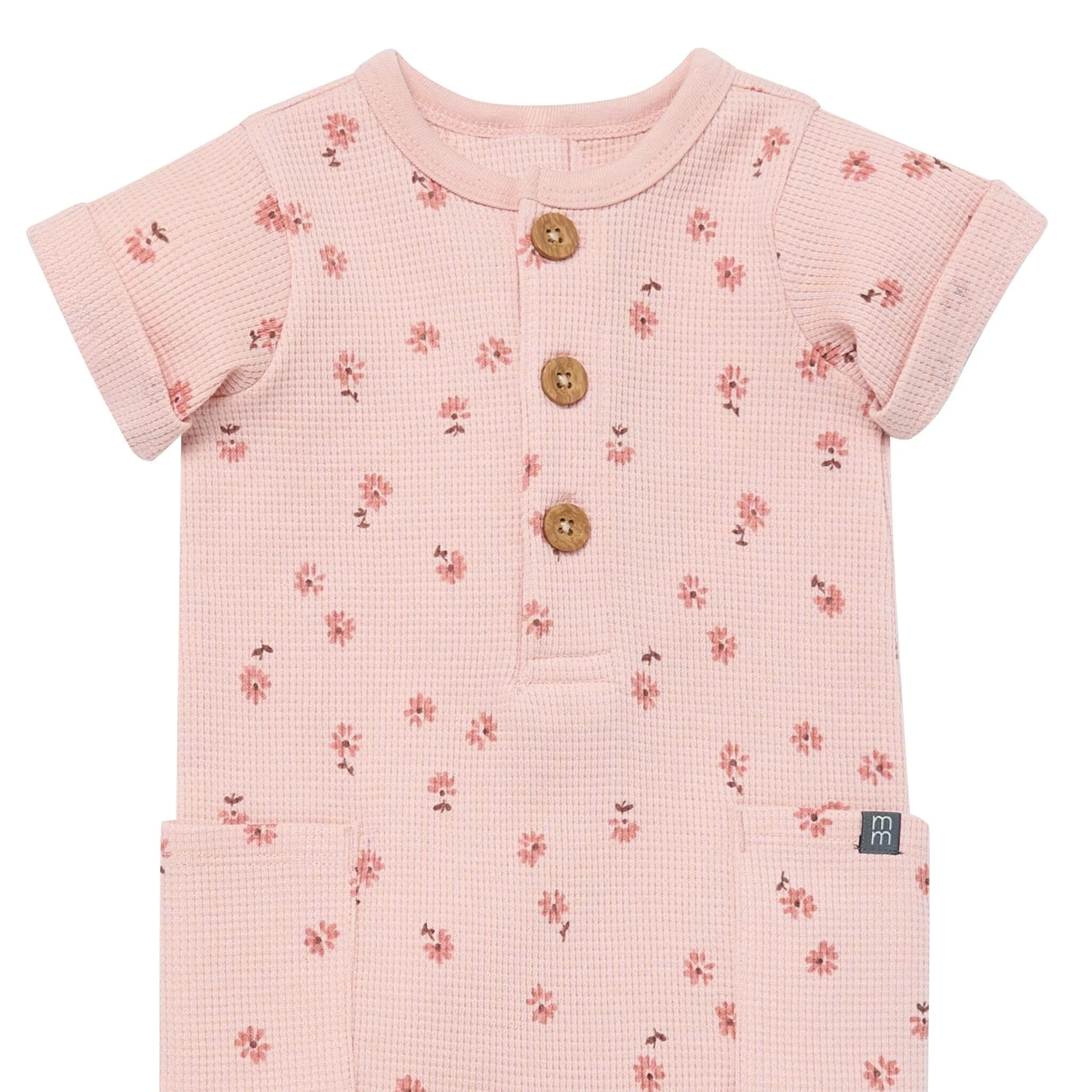 Baby Girls Tossed Daisy Short Sleeve Long Leg Romper - Image 2