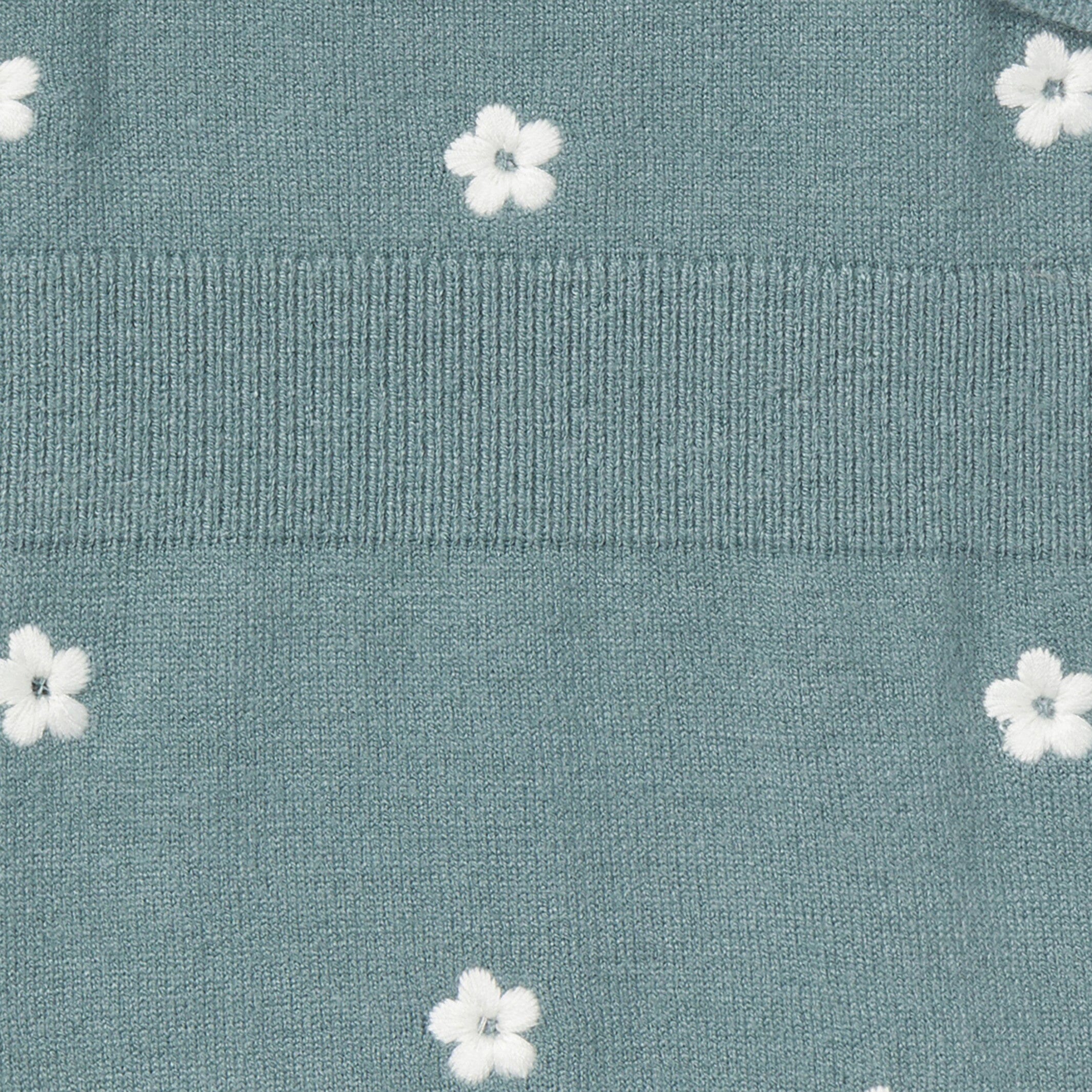 Baby Girls Teal Floral Jersey Sunsuit Viscose Romper - Image 3