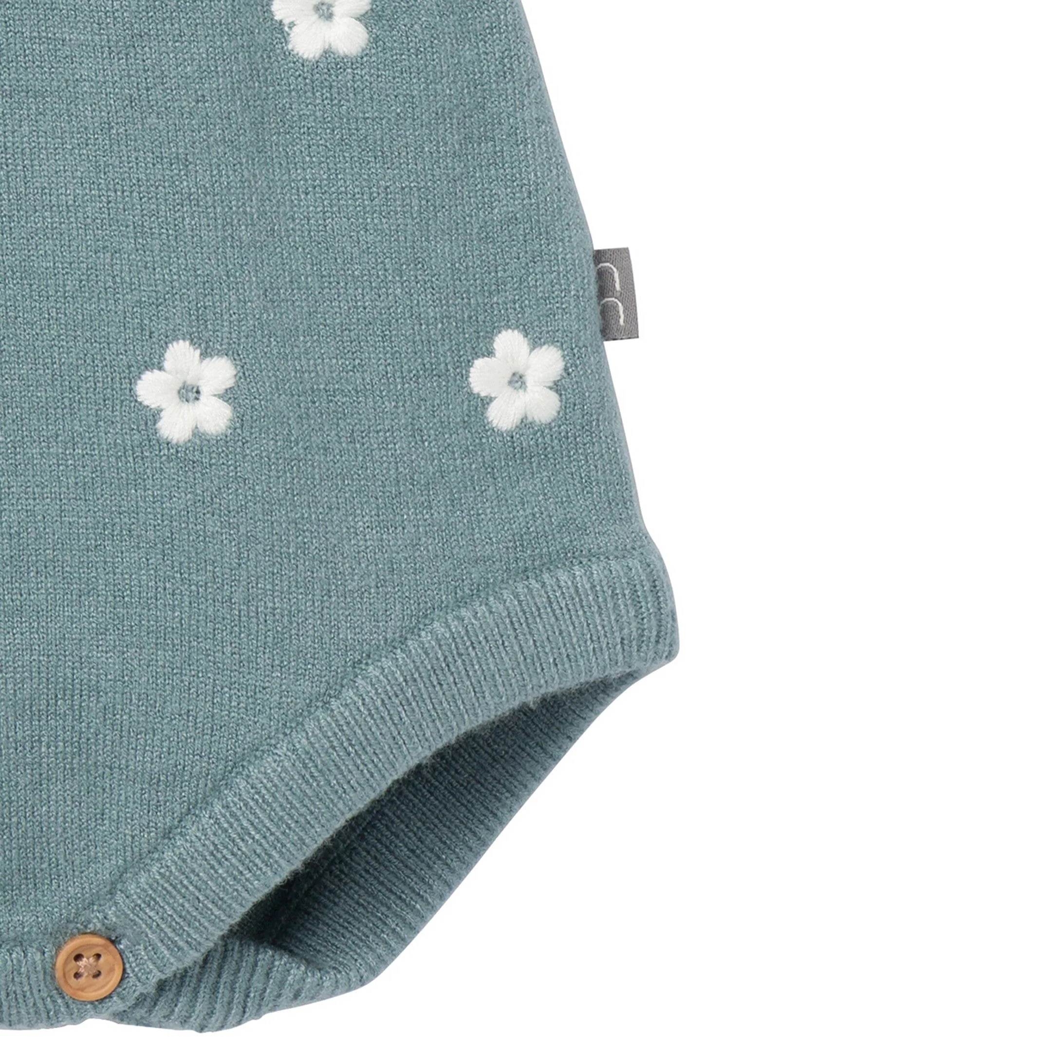 Baby Girls Teal Floral Jersey Sunsuit Viscose Romper - Image 4