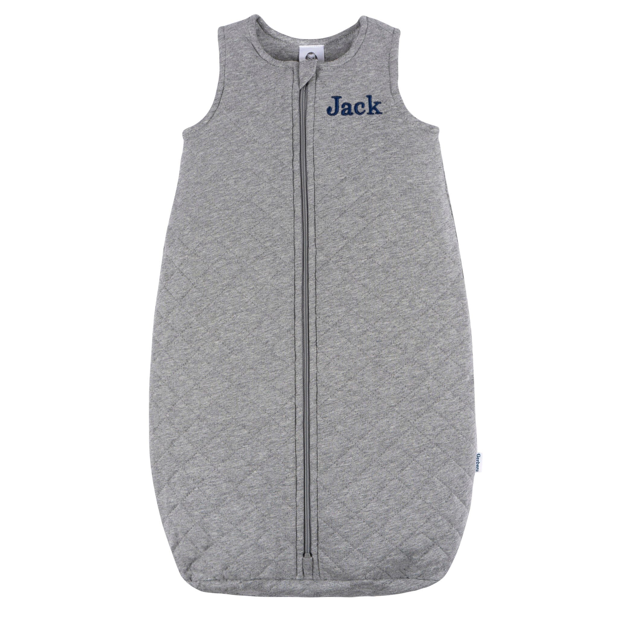 Embroidered Baby Neutral Grey Heather Quilted Jersey Wearable Blanket