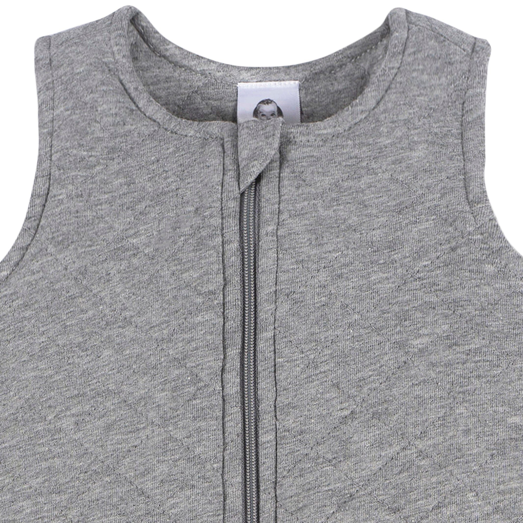 Embroidered Baby Neutral Grey Heather Quilted Jersey Wearable Blanket - Image 3