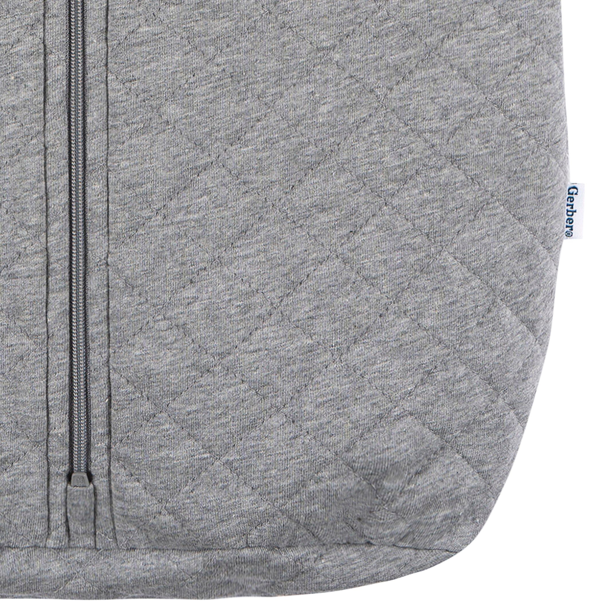 Embroidered Baby Neutral Grey Heather Quilted Jersey Wearable Blanket - Image 4