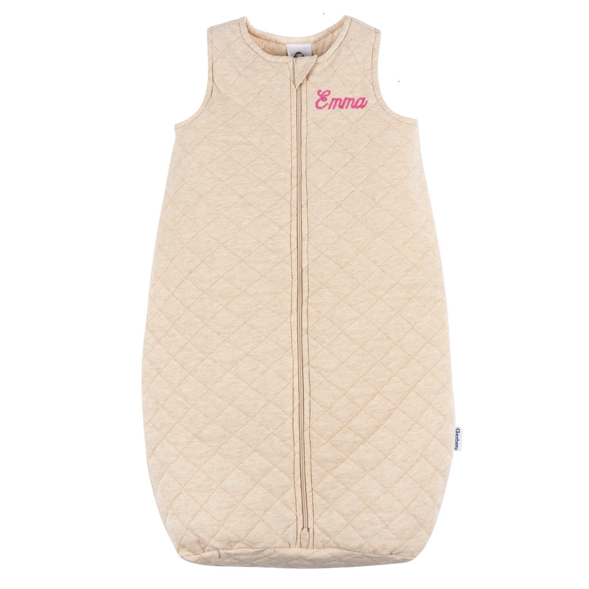 Embroidered Baby Neutral Oatmeal Heather Quilted Jersey Wearable Blanket