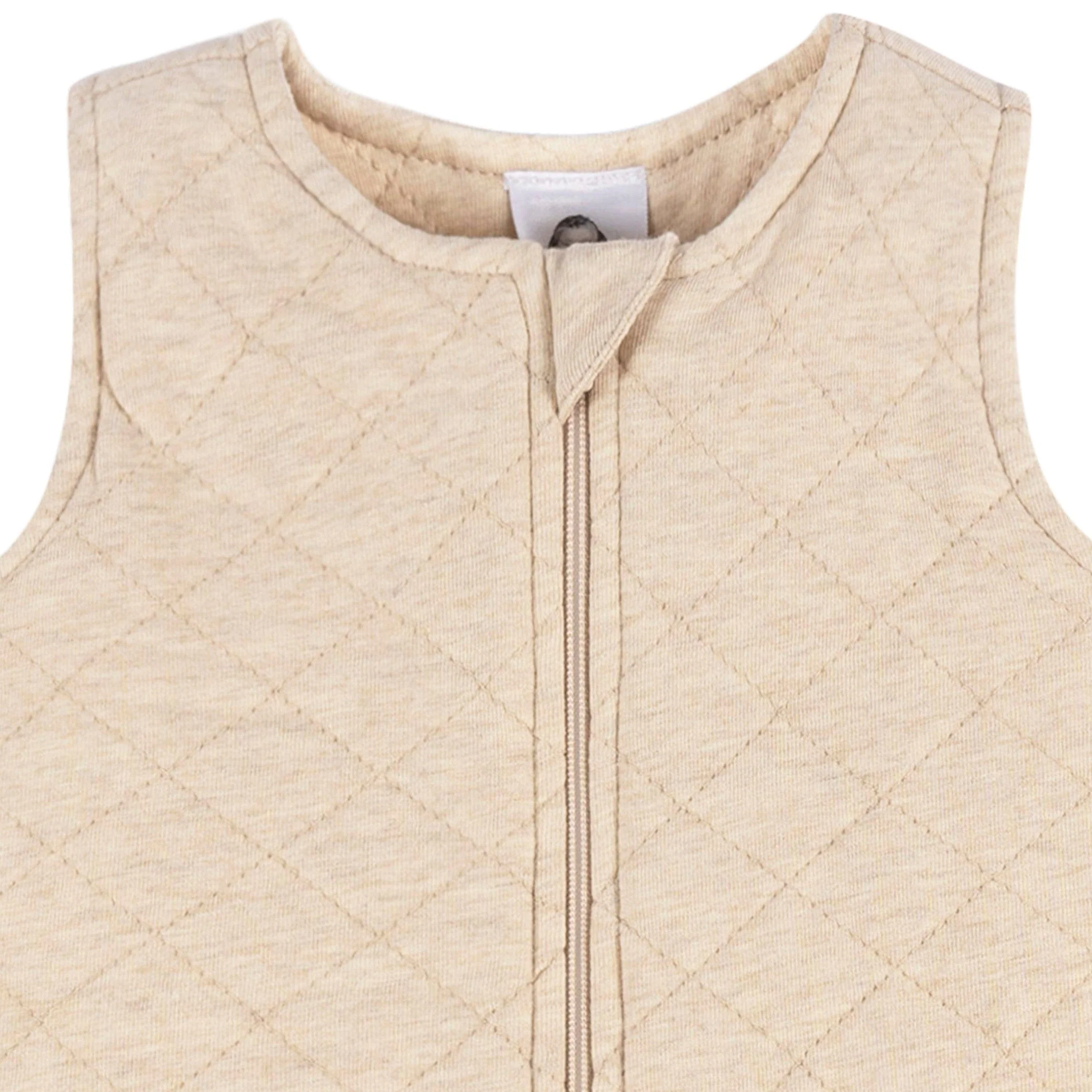 Embroidered Baby Neutral Oatmeal Heather Quilted Jersey Wearable Blanket - Image 4